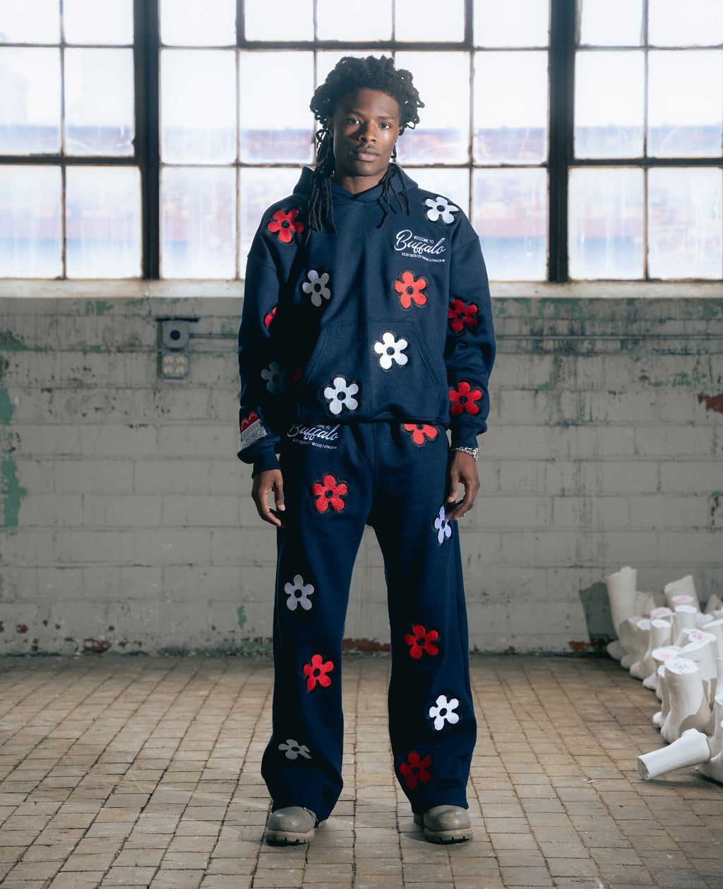 QCV Exclusive x KP MADE ME “ WELCOME TO BUFFALO” Embroidered Sweatpants