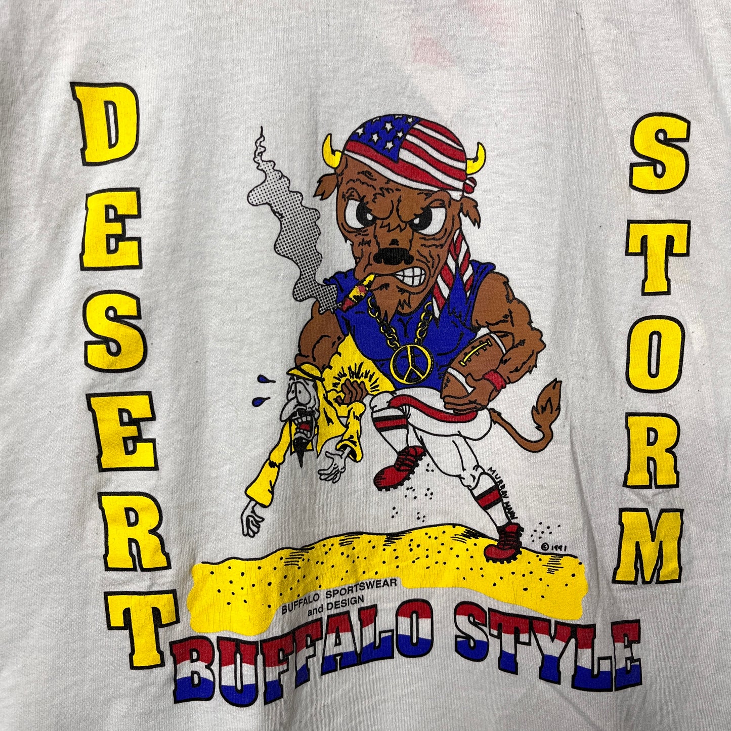 Vintage Buffalo Bills Desert Storm Cartoon Shirt Large