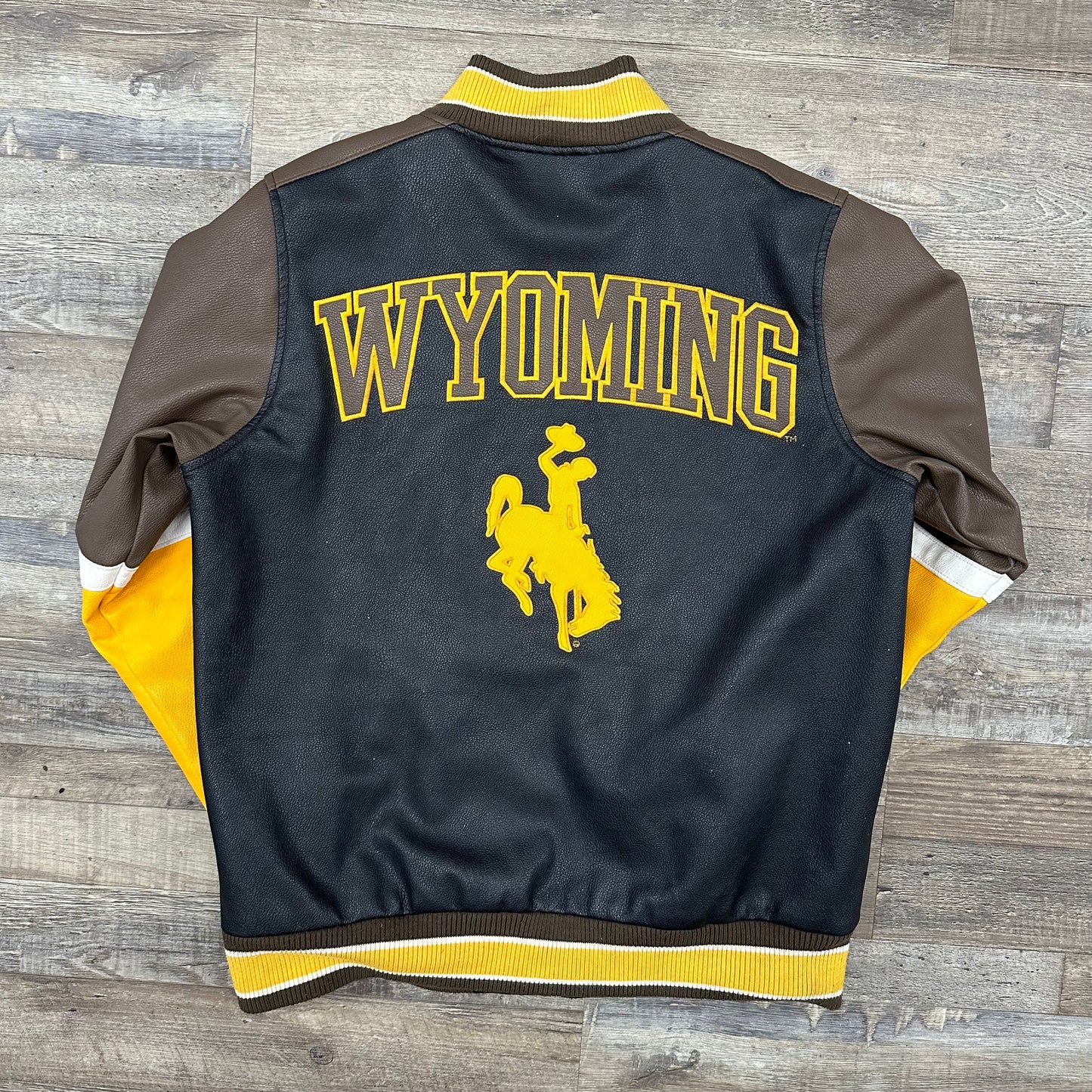 Vintage Wyoming Cowboys Leather Jacket Medium