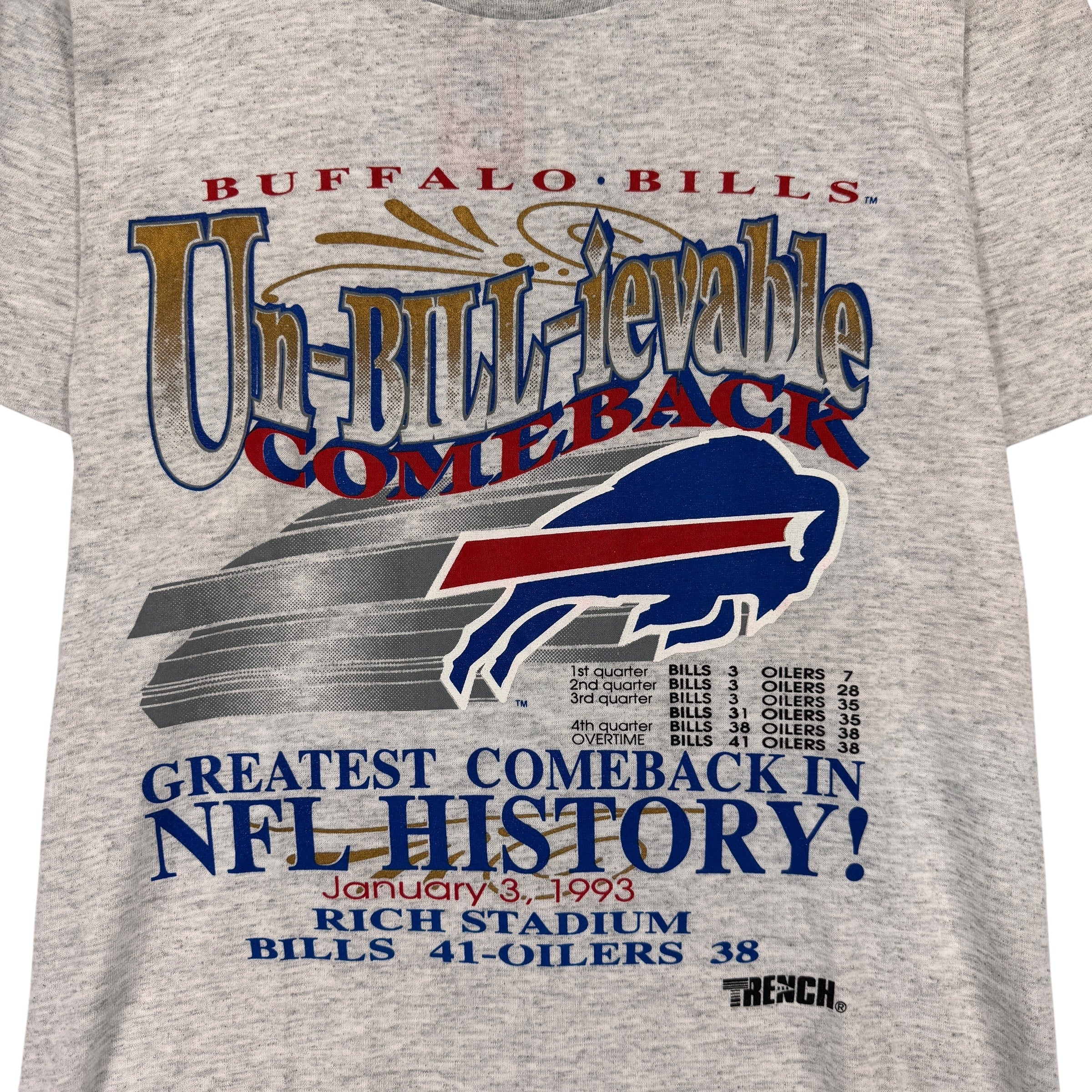 Vintage Buffalo Bills 1993 Un-Bill-ievable Comeback Shirt Small