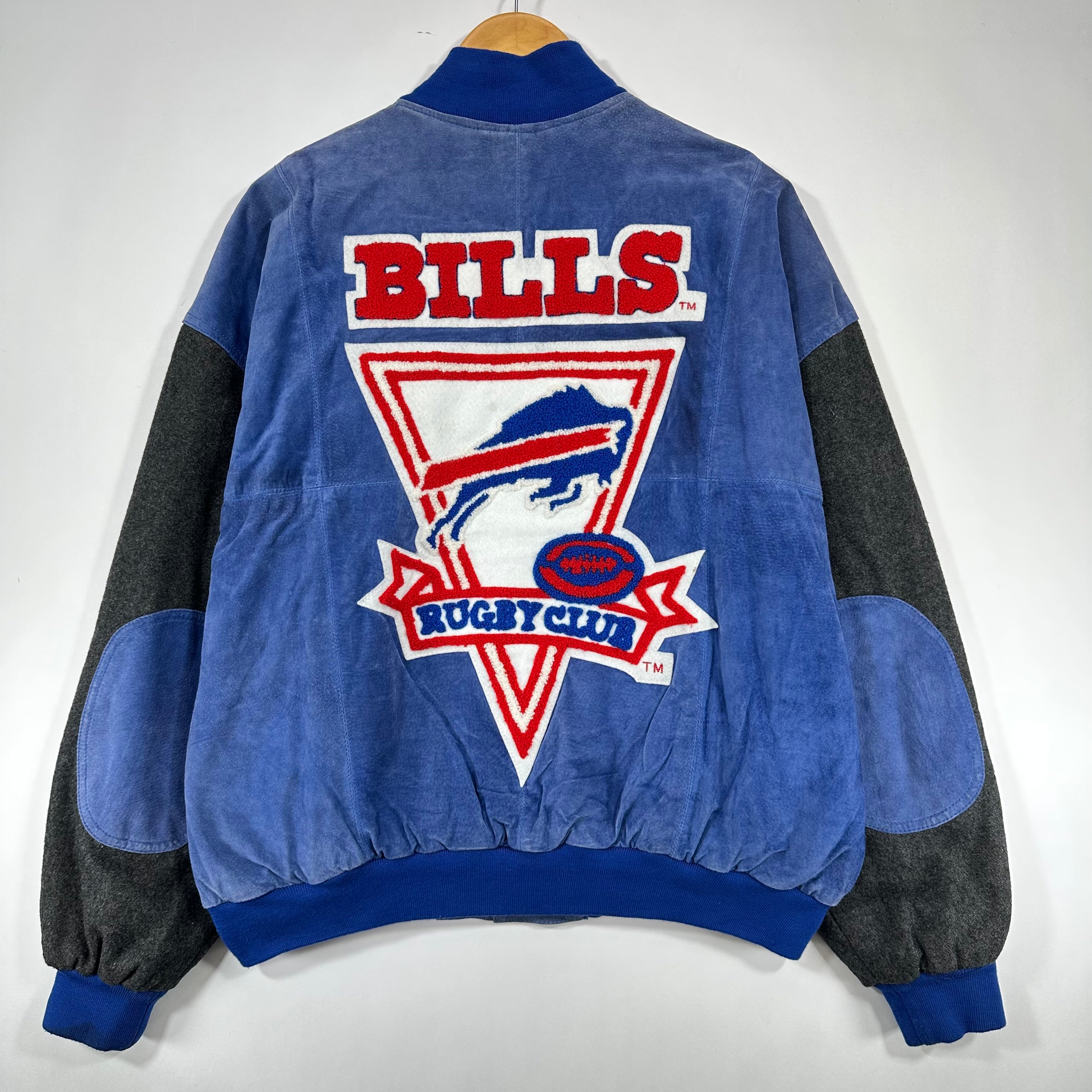 Vintage Buffalo Bills Leather Wool Bomber Jacket Large