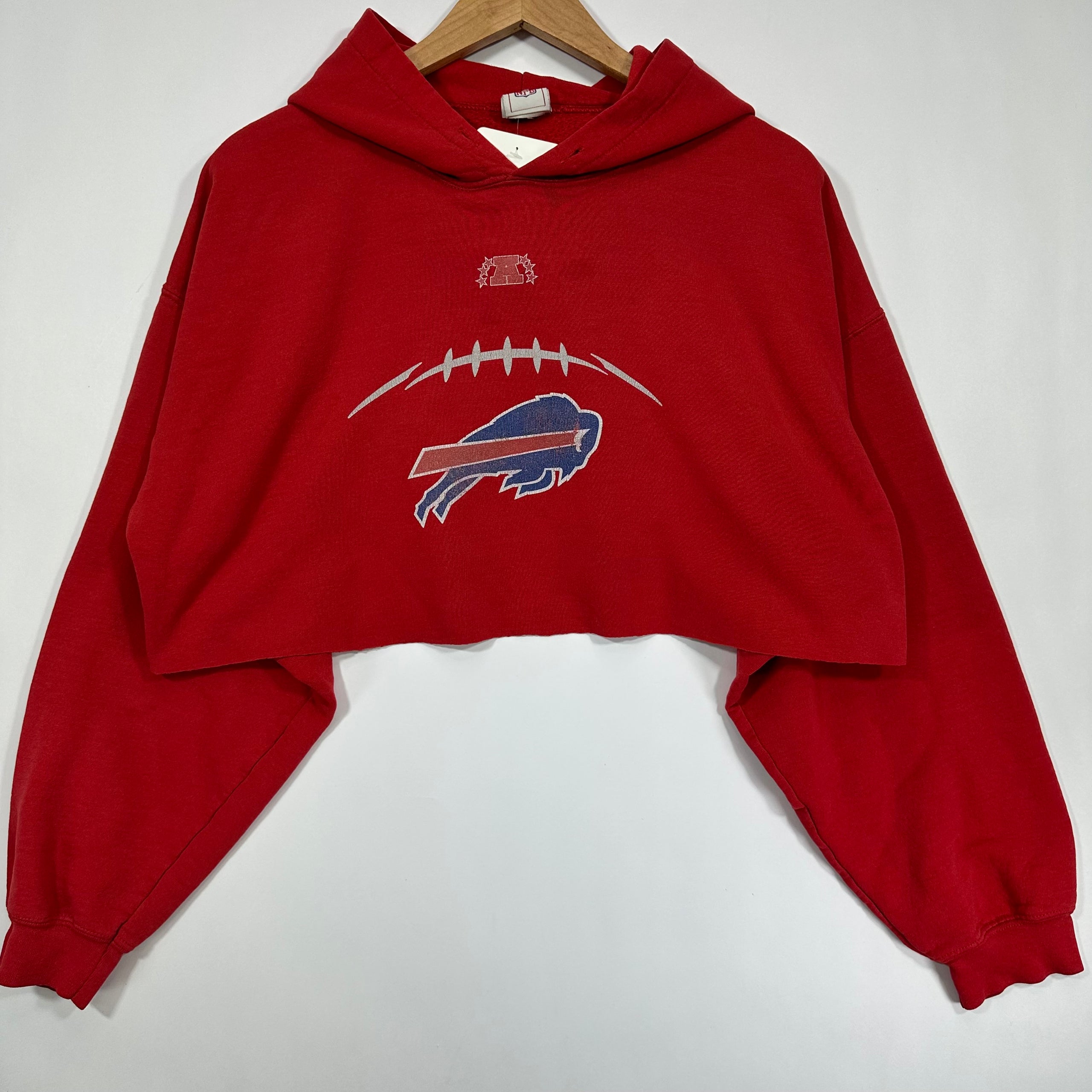 Vintage Buffalo Bills Cropped Hoodie Sweatshirt Large
