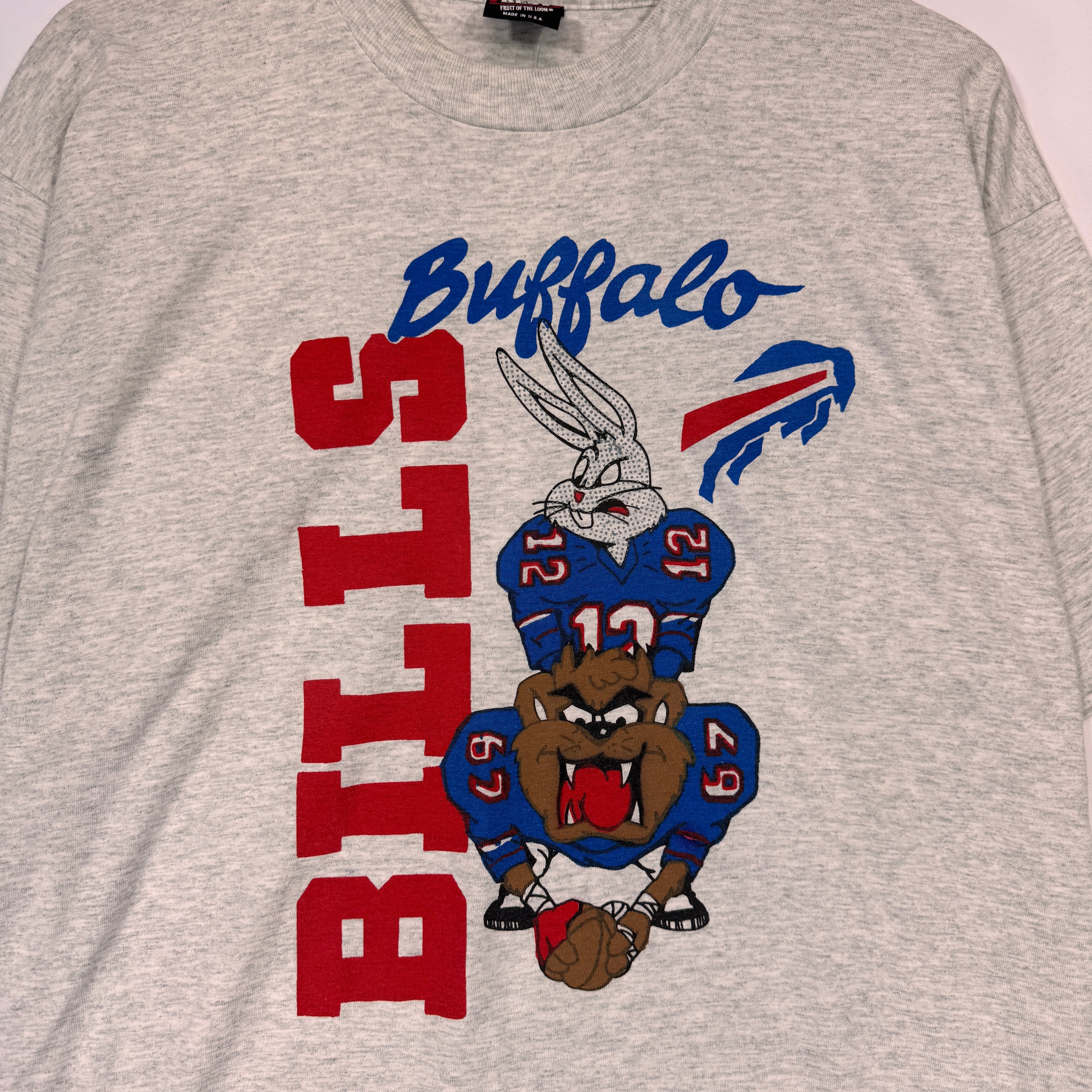 Vintage Buffalo Bills Taz & Bugs Bunny Looney Tunes Cartoon Shirt XL