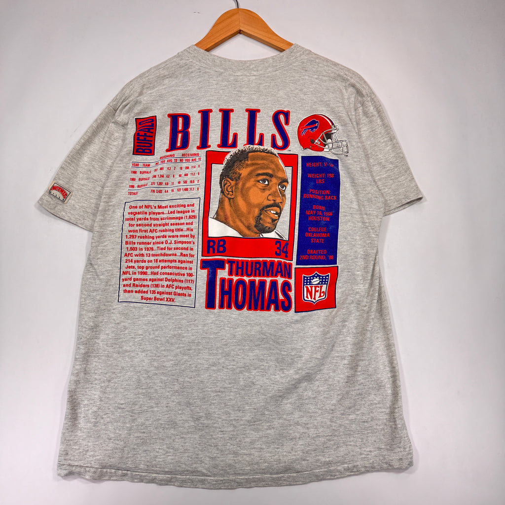 Vintage Buffalo Bills Thurman Thomas Stats Double Sided Shirt Large