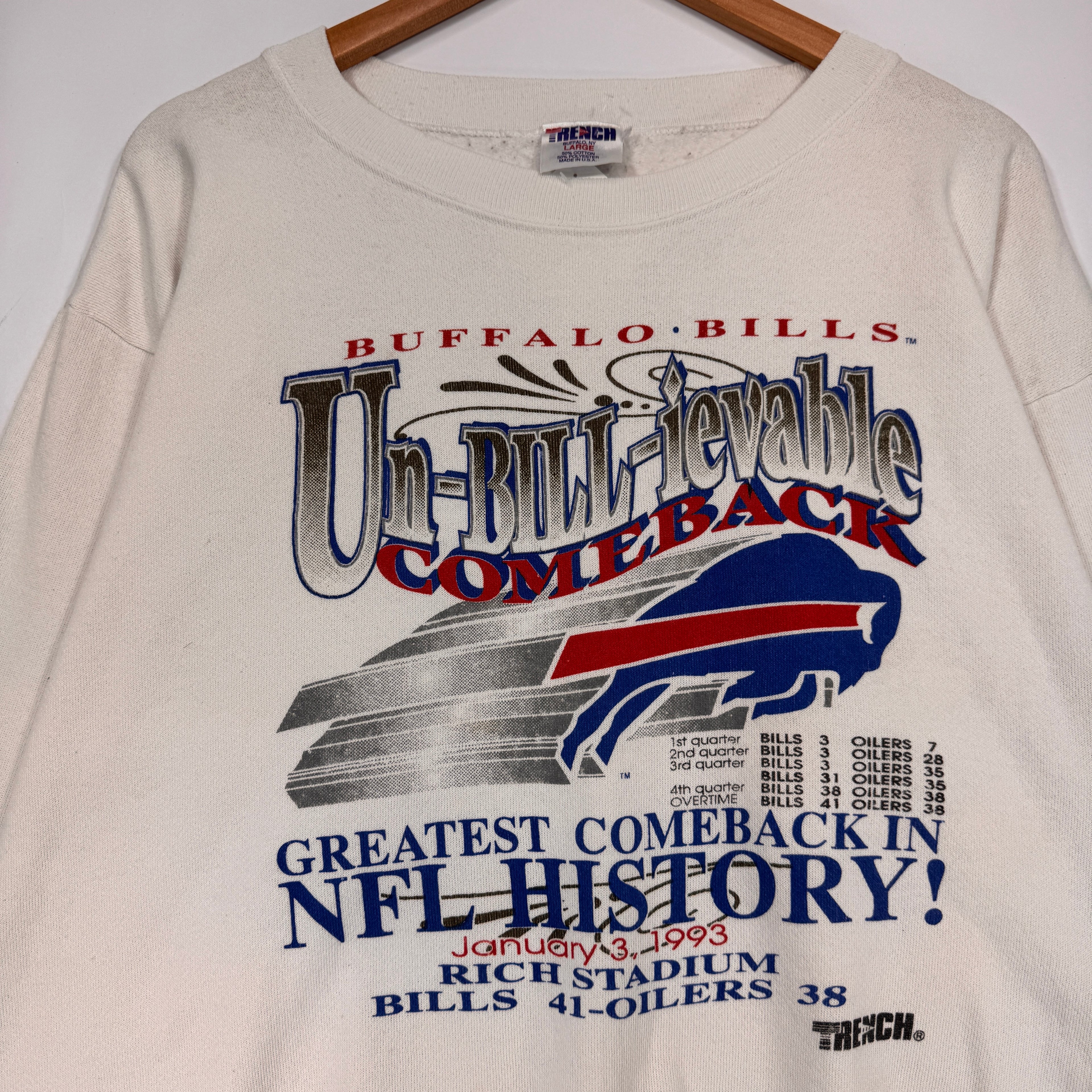 Vintage Buffalo Bills 1993 Super Bowl Greatest Comeback Crewneck Sweatshirt Large
