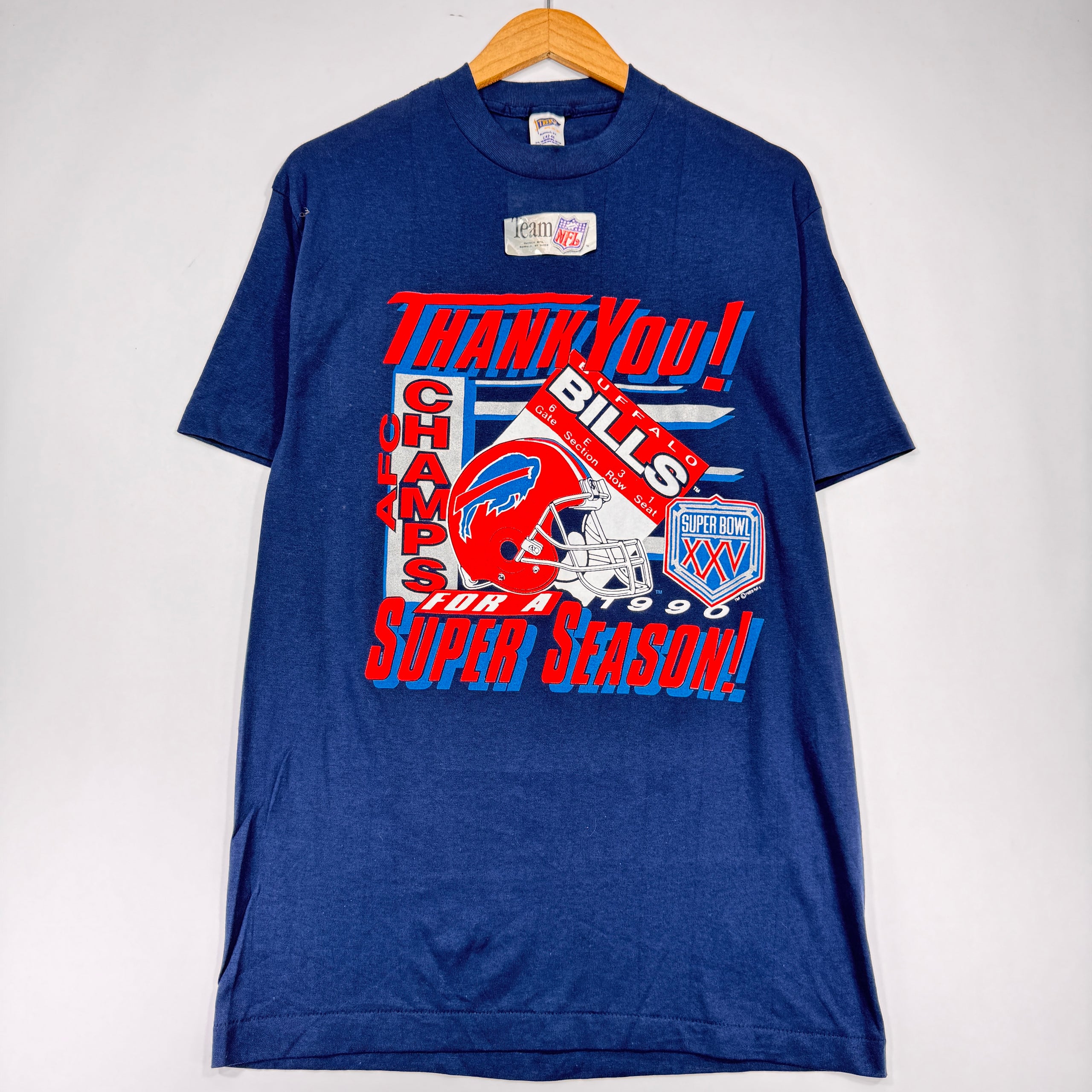 Vintage Buffalo Bills Deadstock 1990 AFC Champions Thank You Shirt Medium