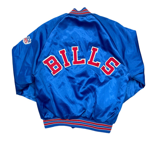 Vintage Buffalo Bills Back Script Satin Bomber Jacket Large