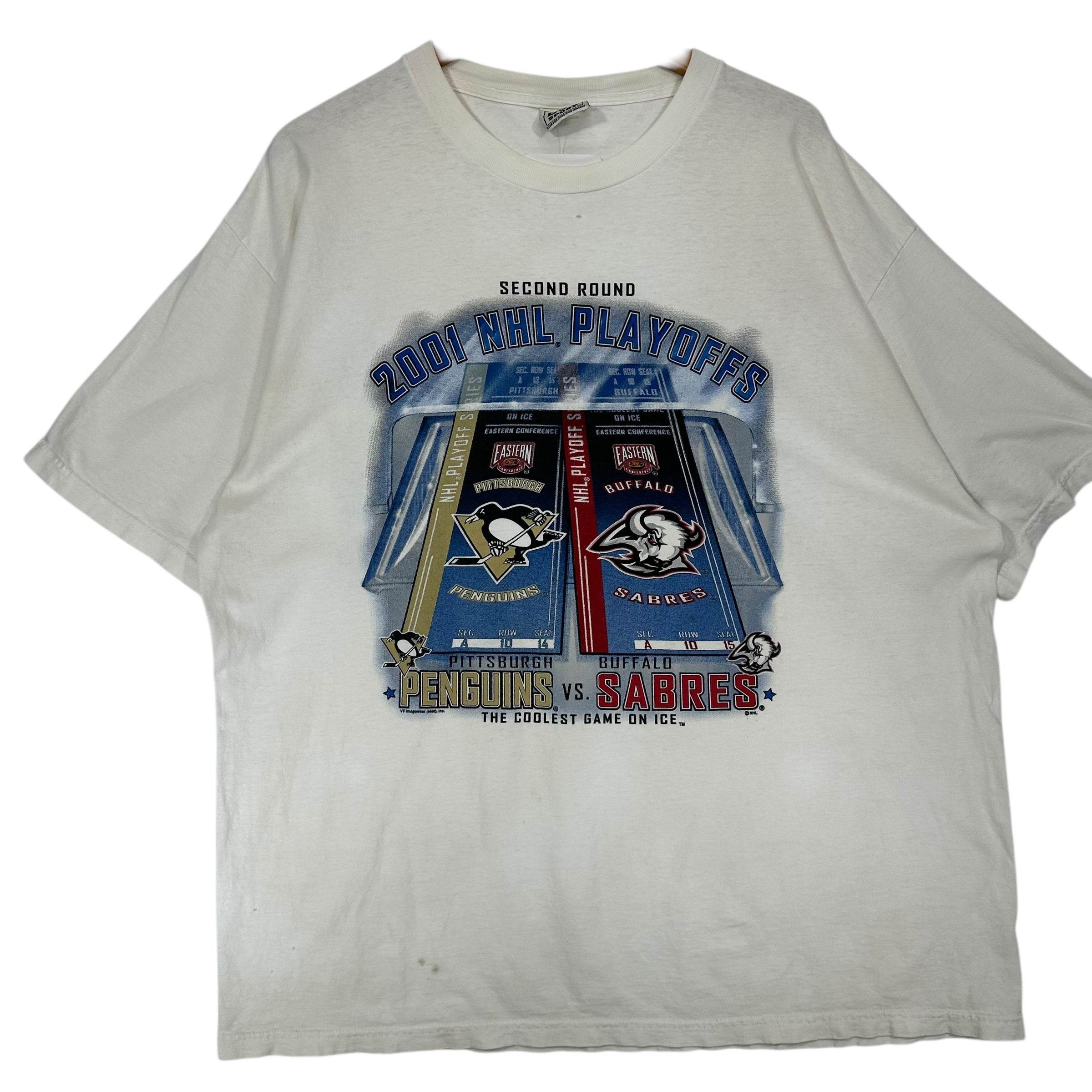 Vintage Buffalo Sabres Pittsburgh Penguins 2001 Playoffs Shirt XL