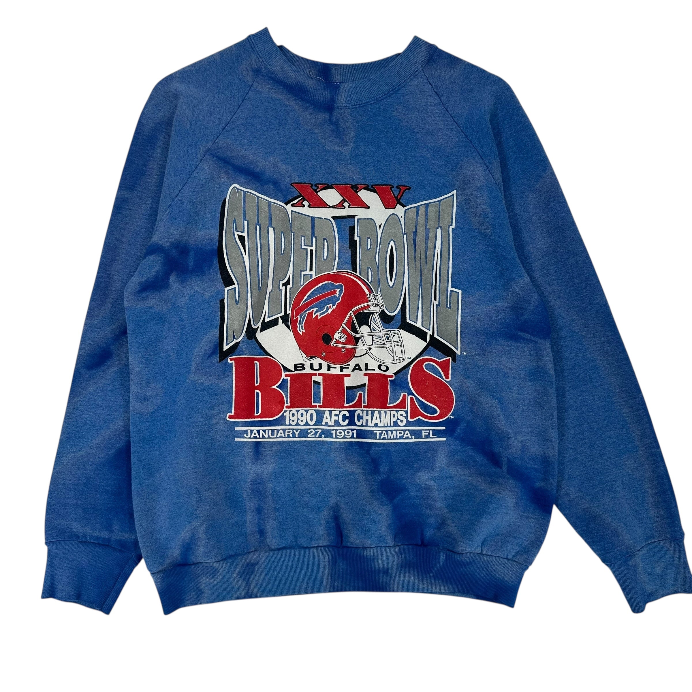 Vintage Buffalo Bills 1990 AFC Champs Bleached Crewneck Sweatshirt Large