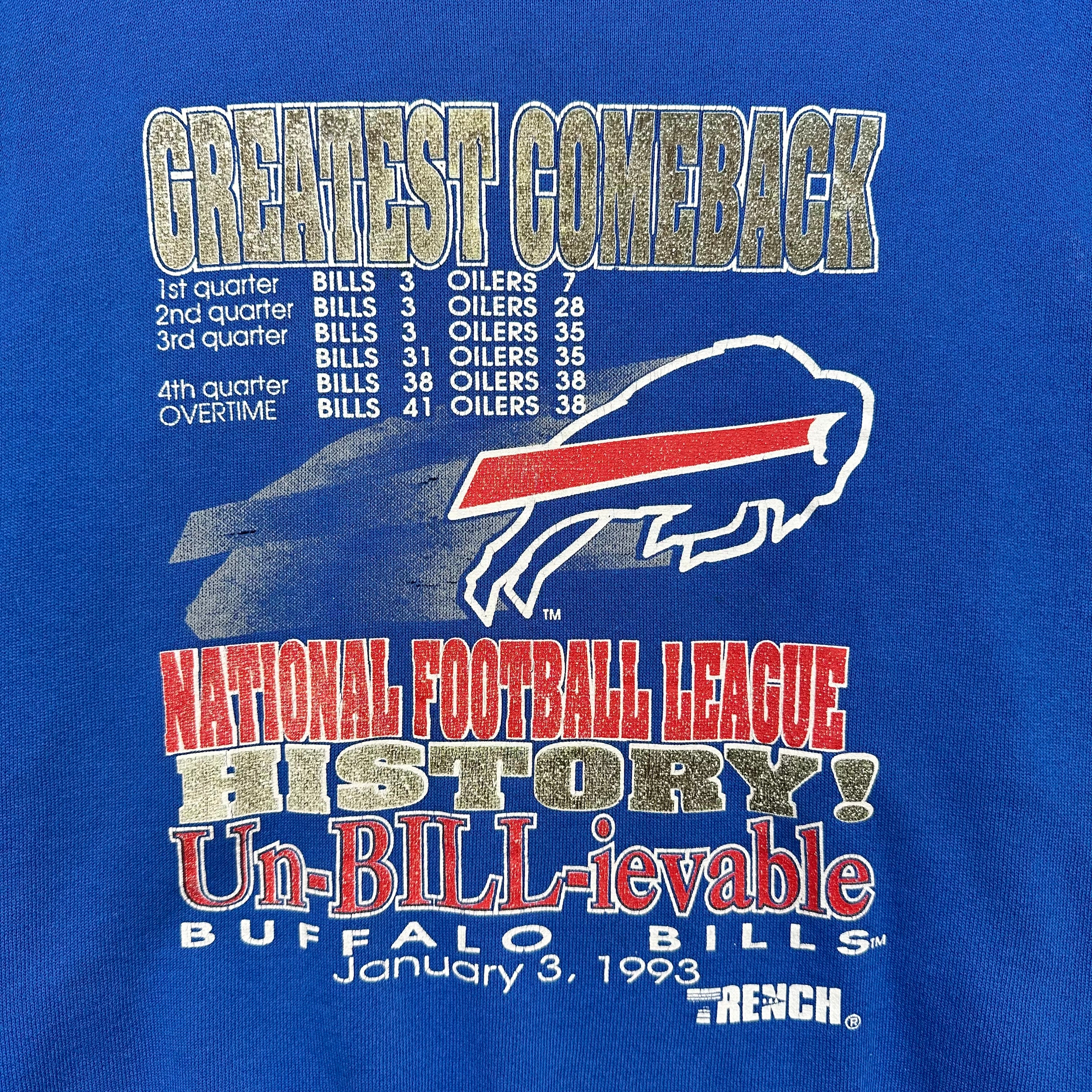 Vintage Buffalo Bills Greatest Comeback Crewneck Sweatshirt XXL