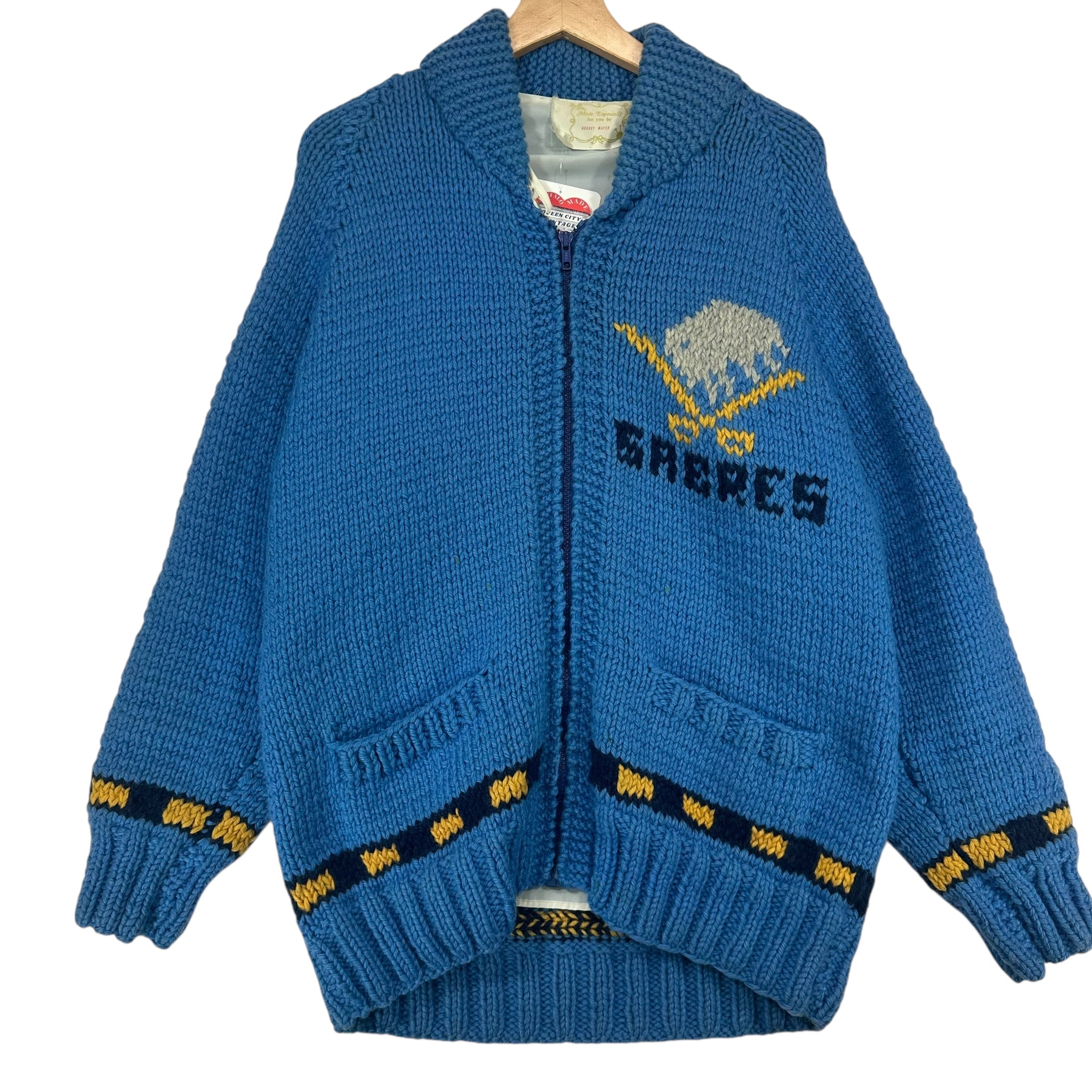 Vintage Buffalo Sabres 1970s Knit Cowichan Sweatshirt Large
