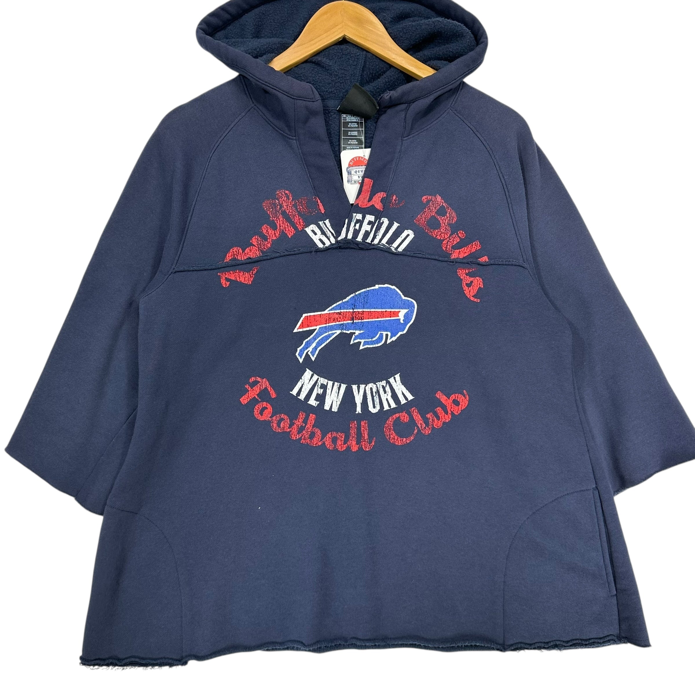 Vintage Buffalo Bills Chopped Hoodie Sweatshirt Women’s Large