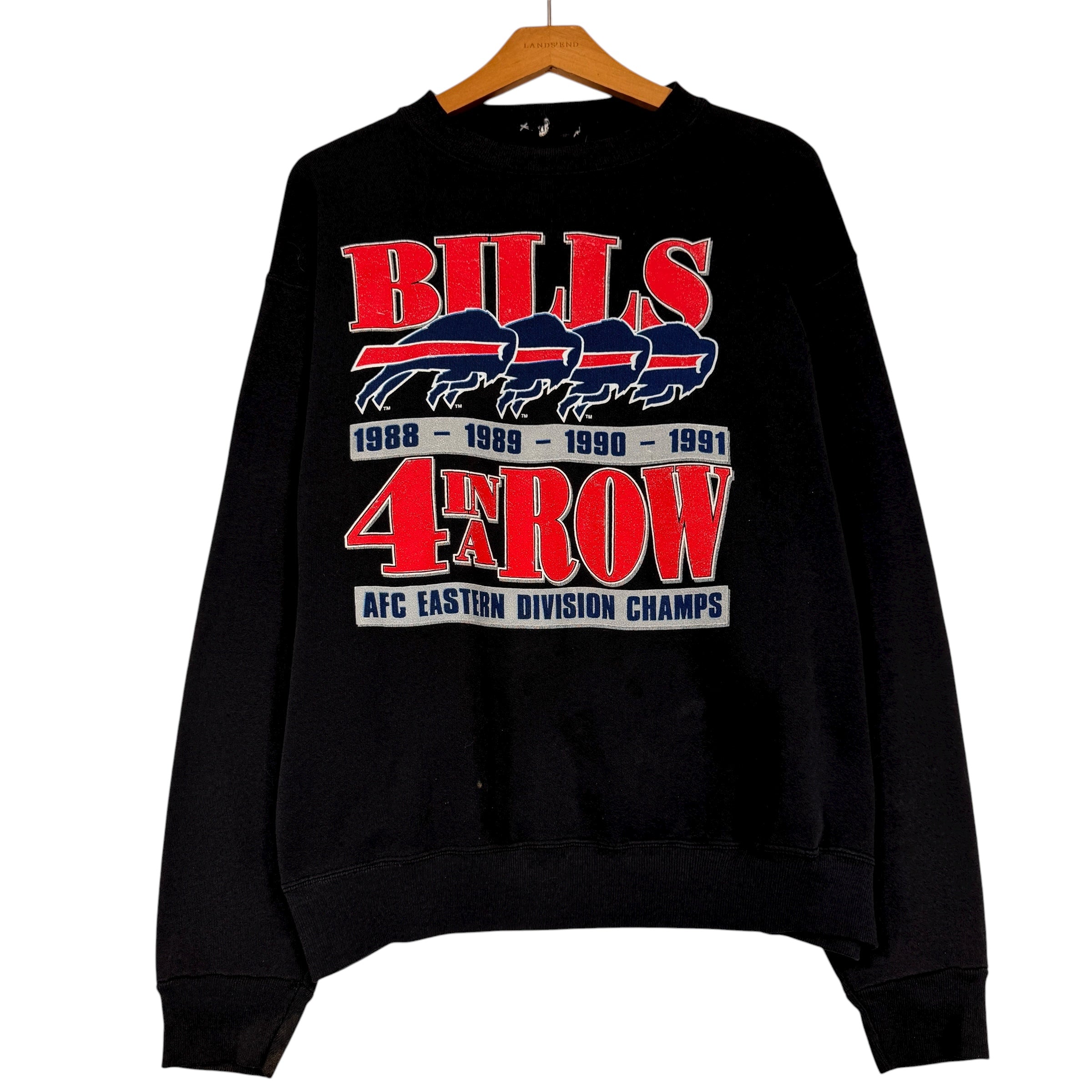 Vintage Buffalo Bills Four In A Row AFC East Champions Crewneck Sweatshirt Large