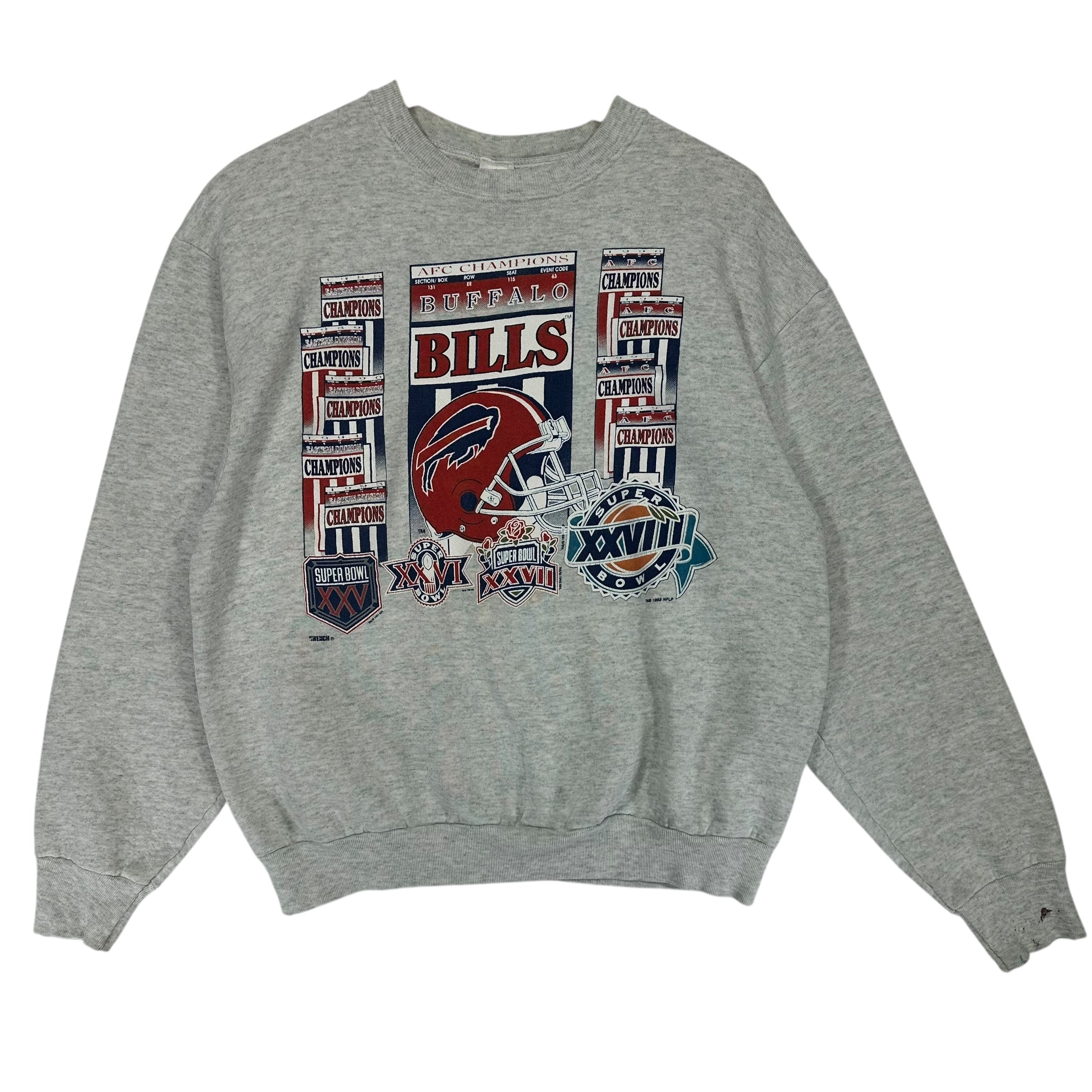 Vintage Buffalo Bills Knit 4 Super Bowls Crewneck Sweatshirt Large