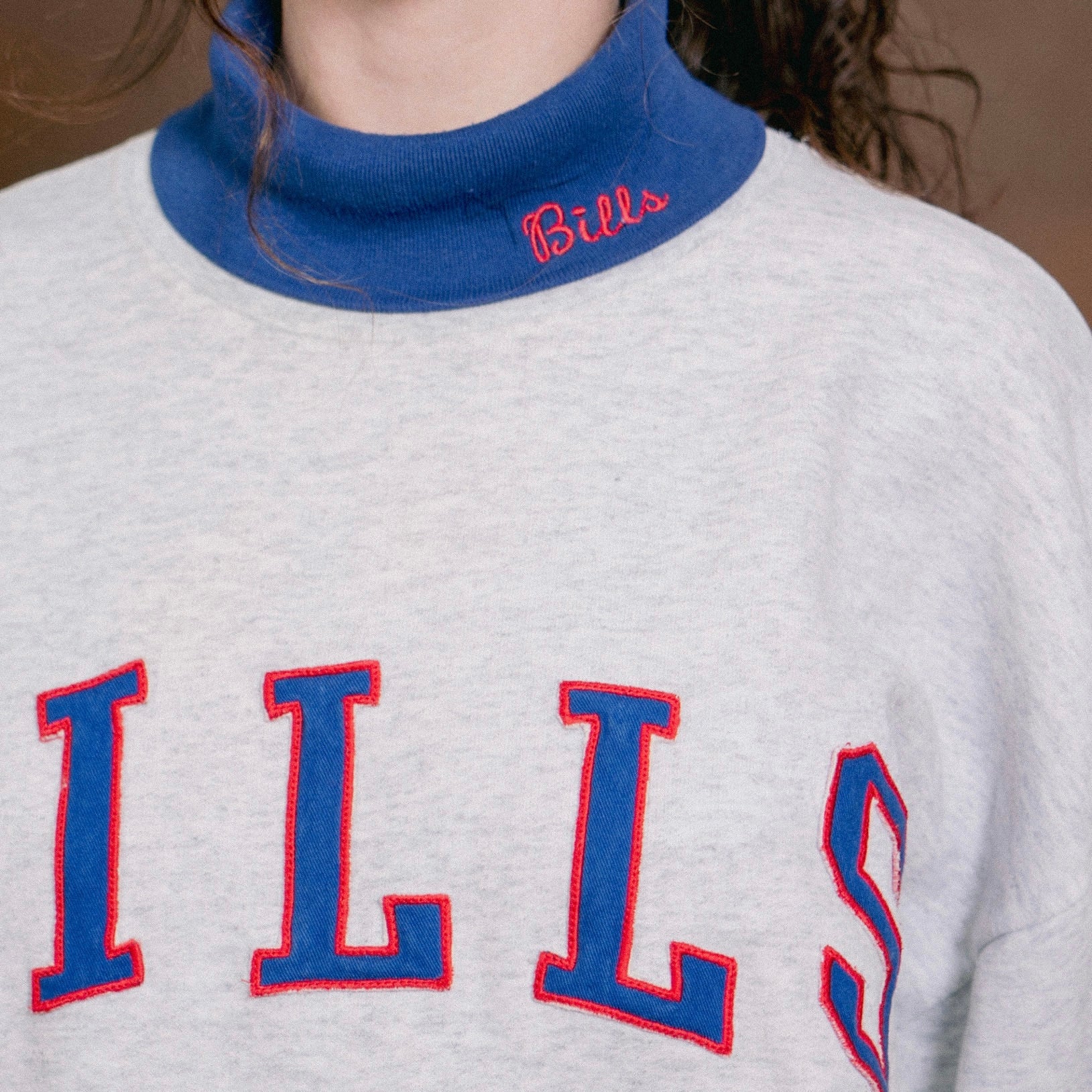 Vintage Buffalo Bills Upcycled Custom Turtleneck Sweatshirt XL