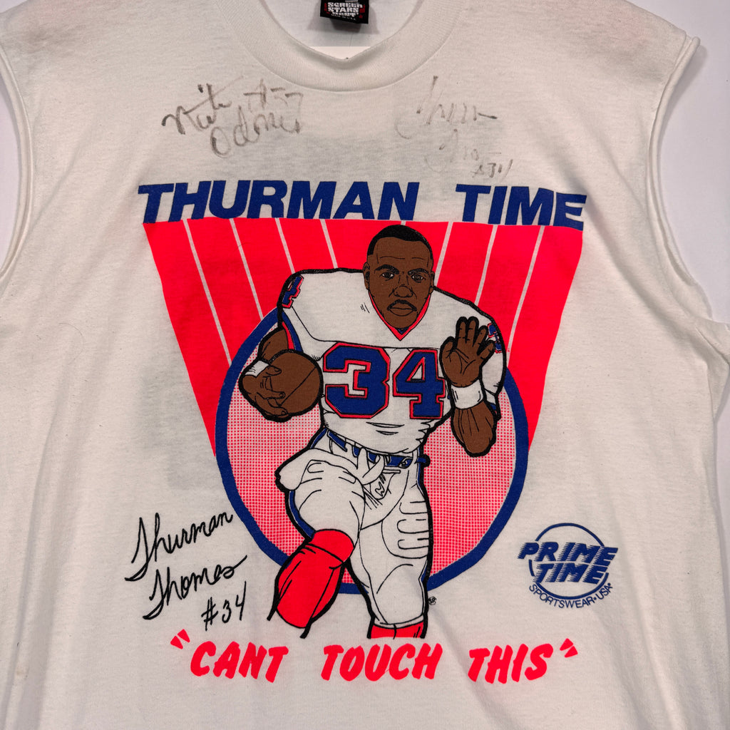 Vintage Buffalo Bills Signed Thurman Thomas Sleeveless Cartoon Shirt Large