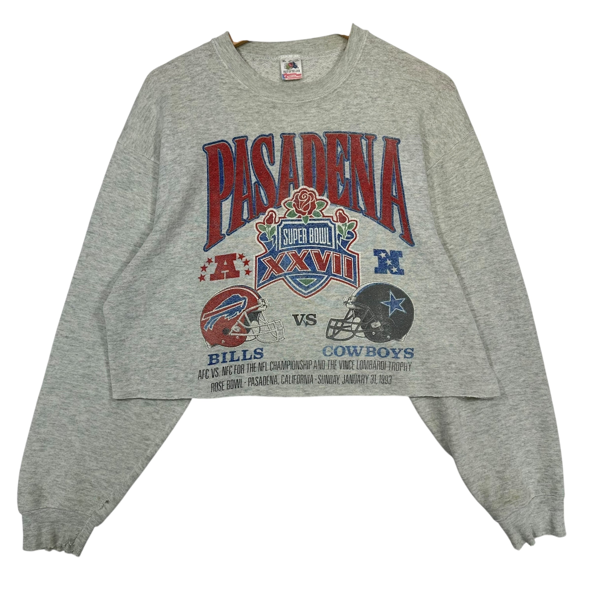 Vintage Buffalo Bills Dallas Cowboys 1993 Super Bowl Cropped Crewneck Sweatshirt XL