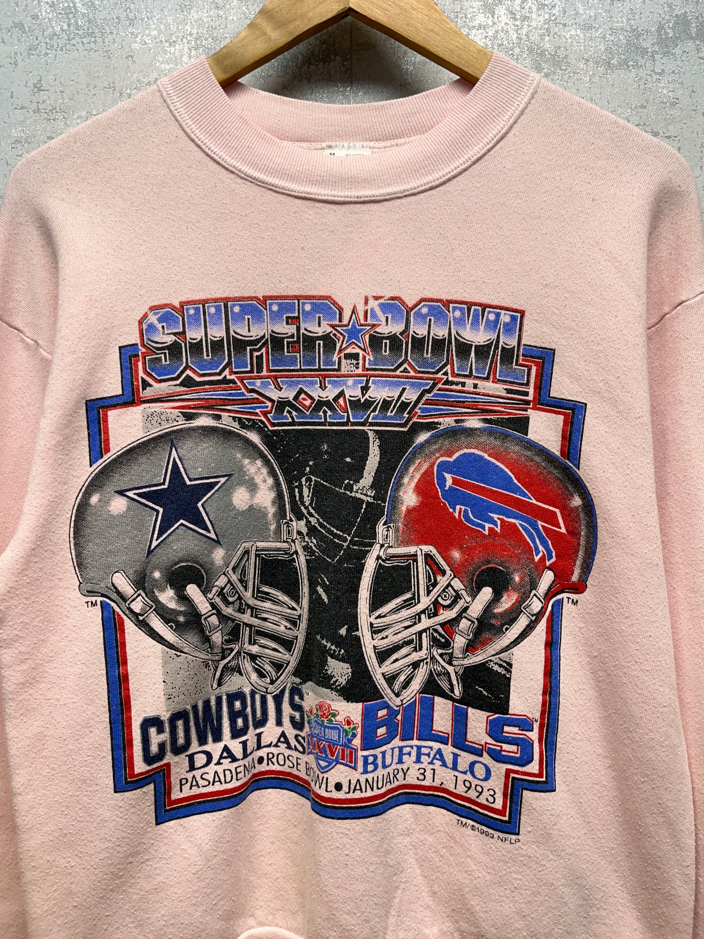 1993 Buffalo Bills Super Bowl Overdyed Pink Crewneck Sweatshirt Medium