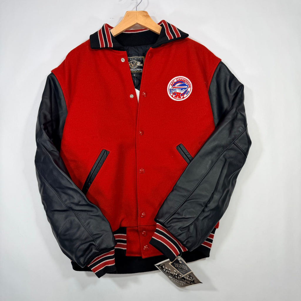 Vintage Buffalo Bills Leather Wool Varsity Jacket Medium