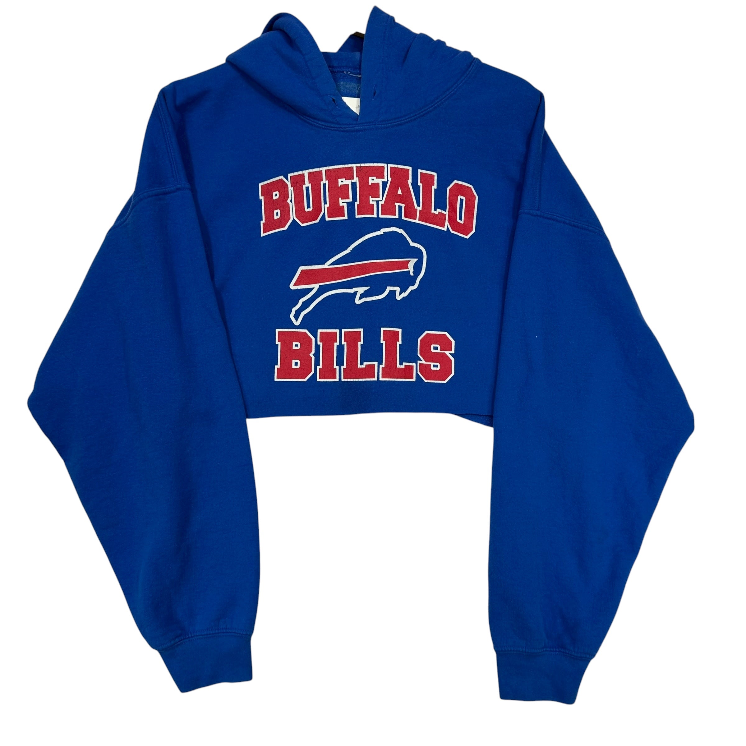 Vintage Buffalo Bills Cropped Hoodie Sweatshirt Large
