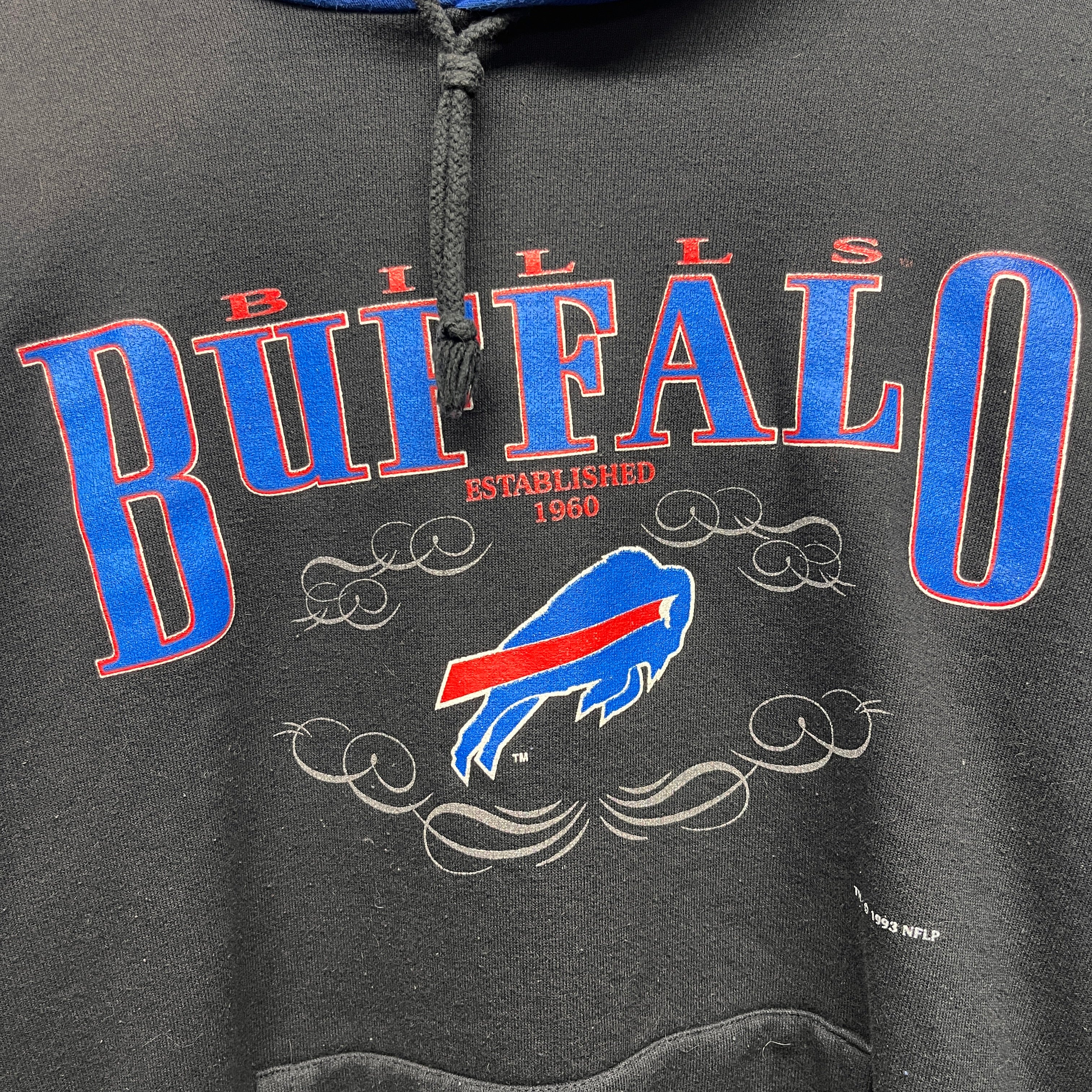 Vintage Buffalo Bills Color Block Hoodie Sweatshirt Large