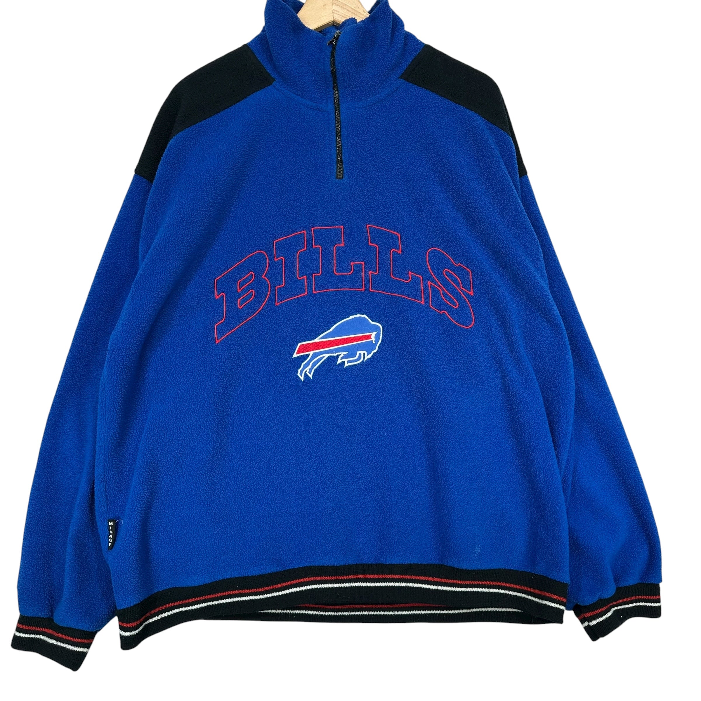Vintage Buffalo Bills Embroidered 1/4 Zip Crewneck Sweatshirt XXL