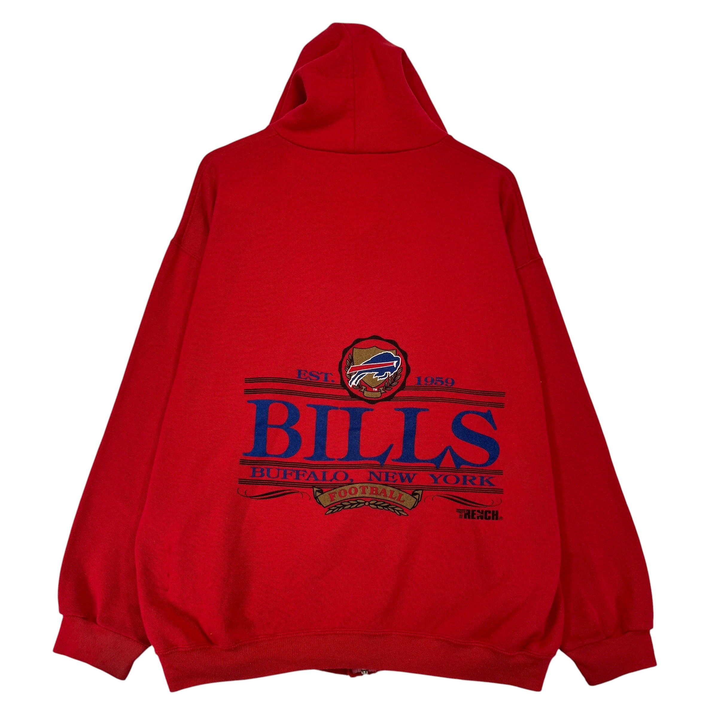 Vintage Buffalo Bills Zip Up Hoodie Sweatshirt XL