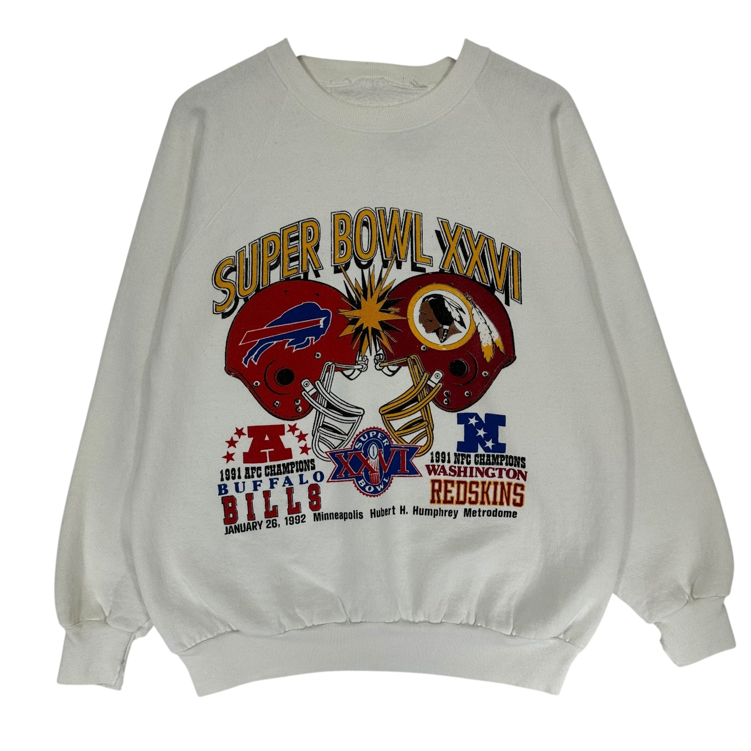 Vintage Buffalo Bills Washington Redskins 1992 Super Bowl Crewneck Sweatshirt Medium