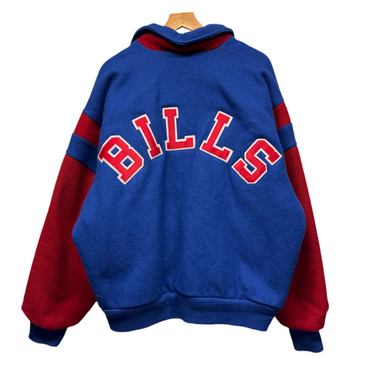 Vintage Buffalo Bills Chalk Line Wool Varsity Bomber Jacket Large