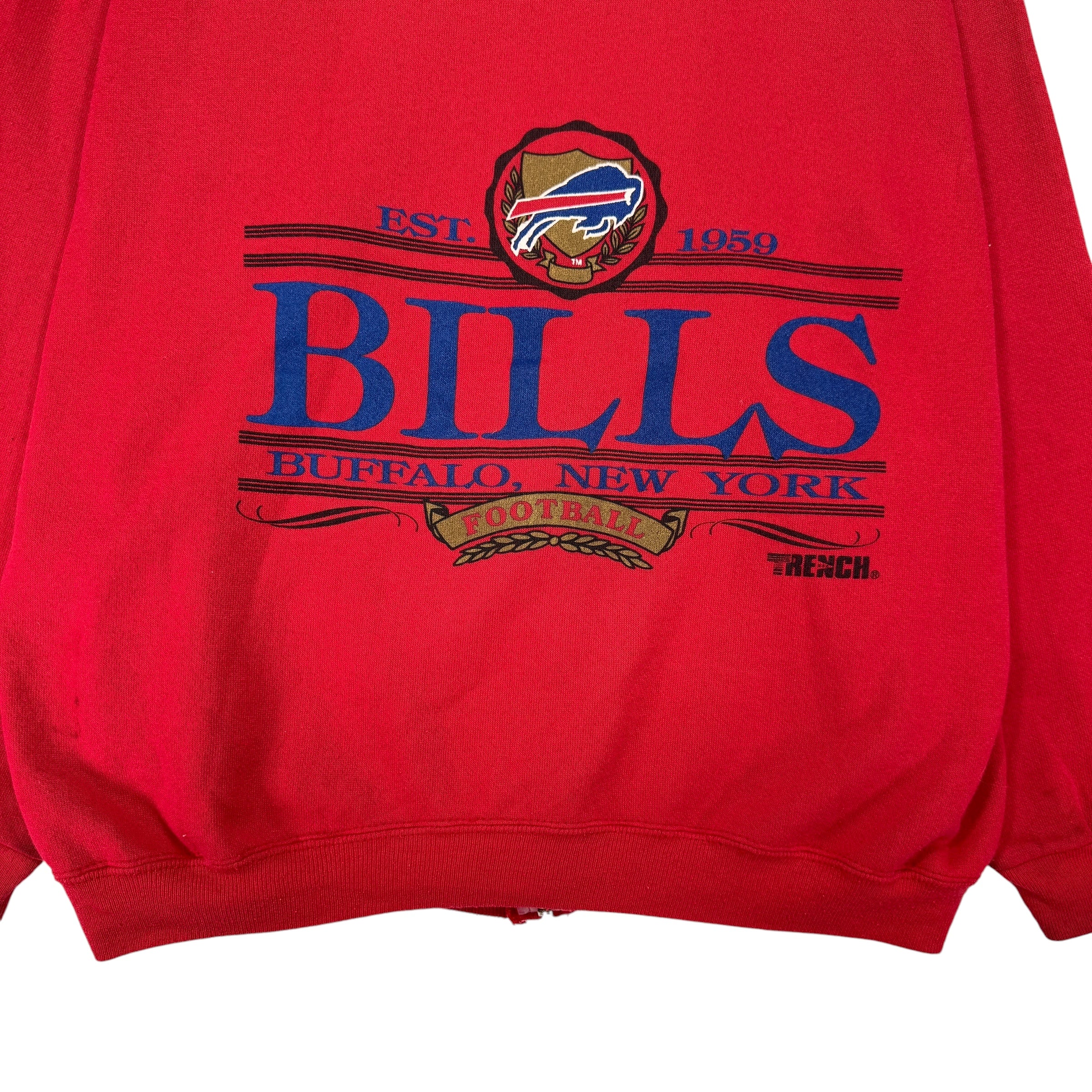 Vintage Buffalo Bills Zip Up Hoodie Sweatshirt XL