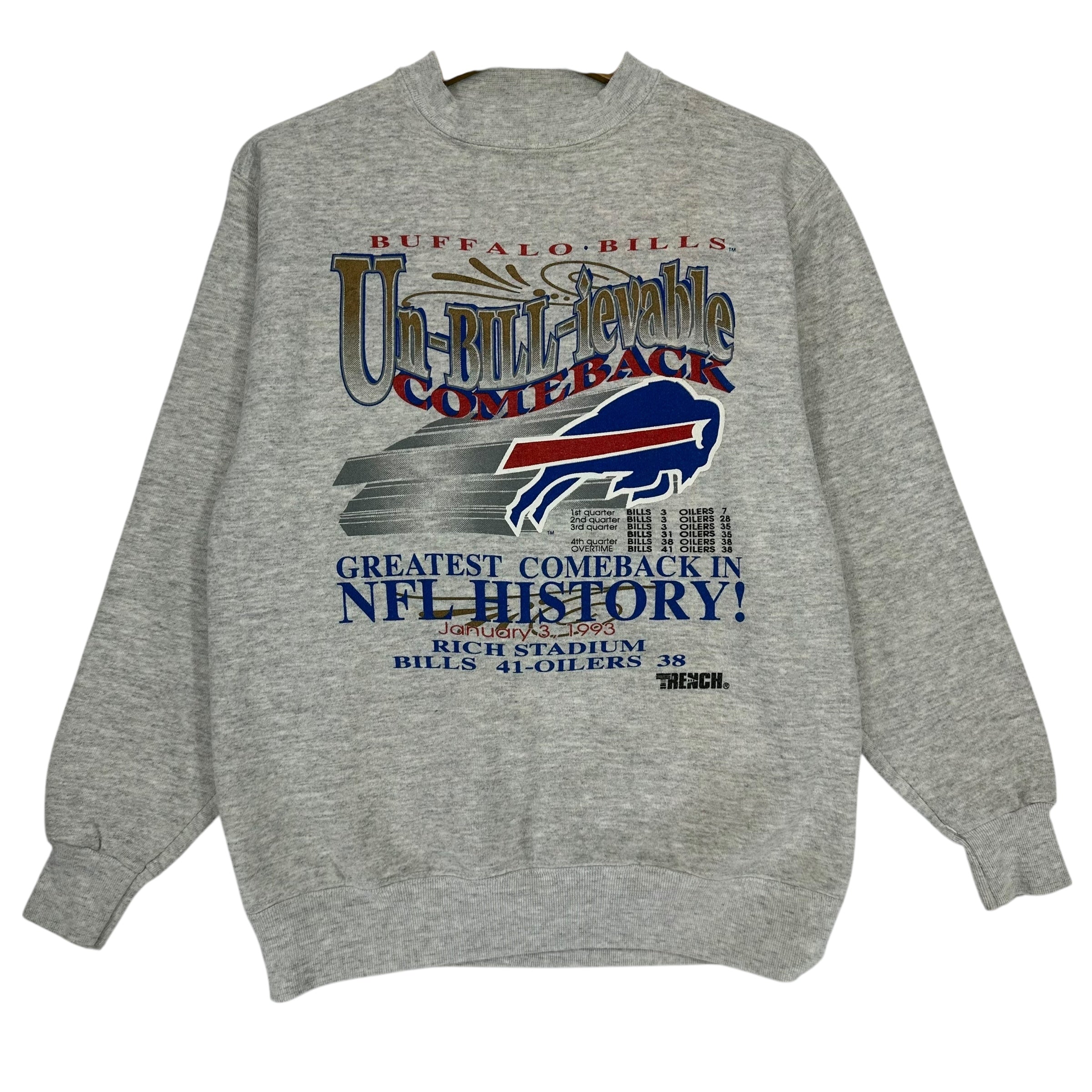 Vintage Buffalo Bills Greatest Comeback Crewneck Sweatshirt Medium