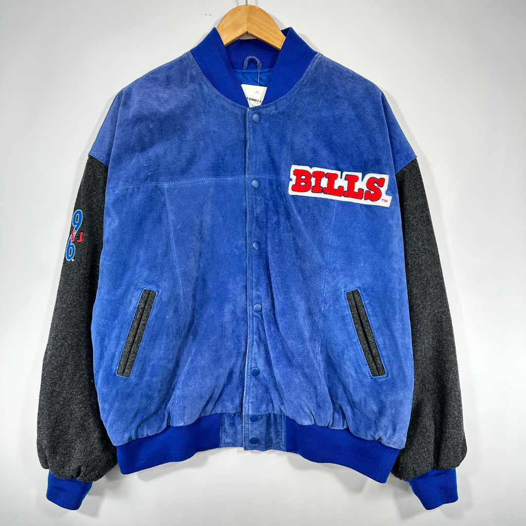 Vintage Buffalo Bills Leather Wool Bomber Jacket Medium