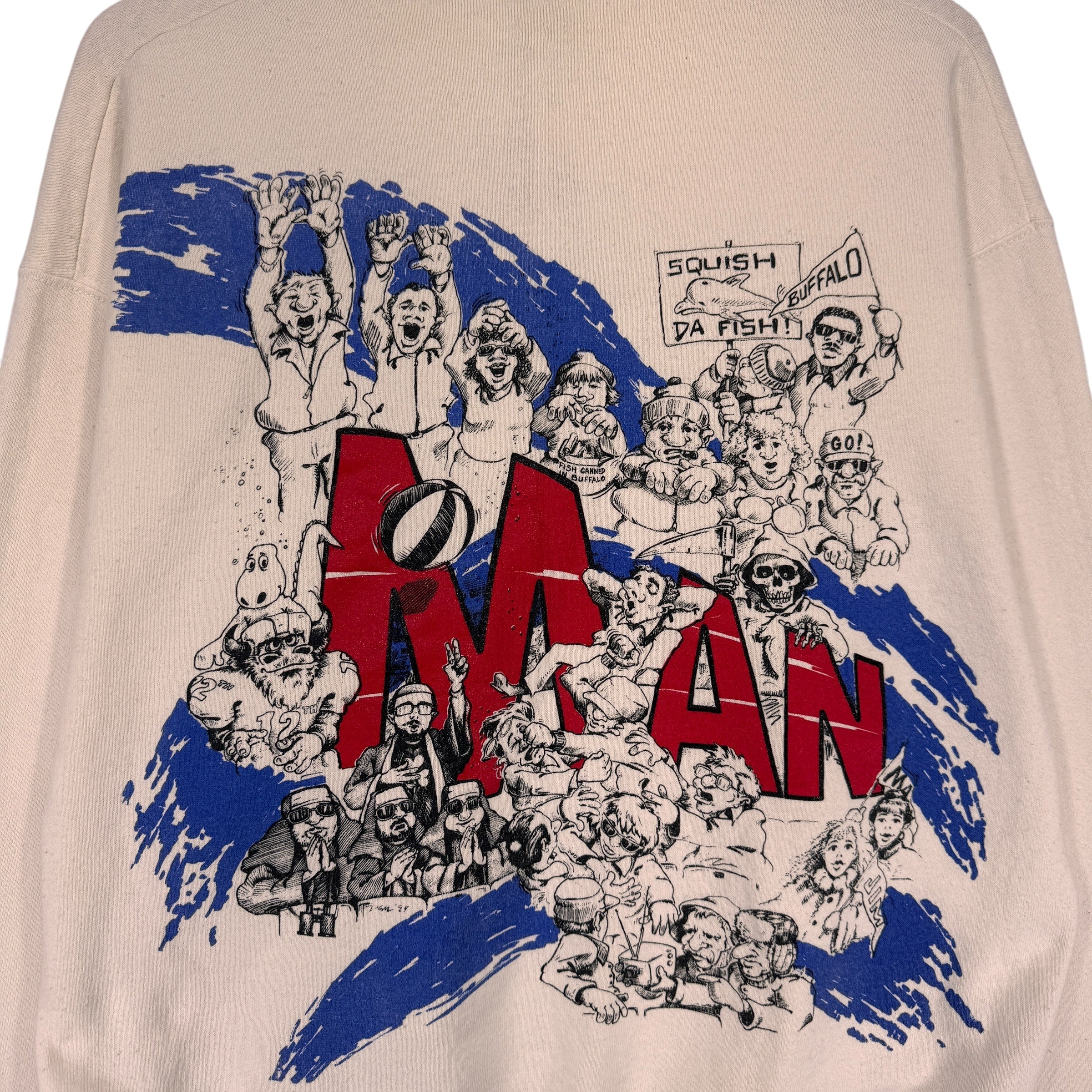 Vintage Buffalo Bills 12th Man All Over Print Sweatshirt Large