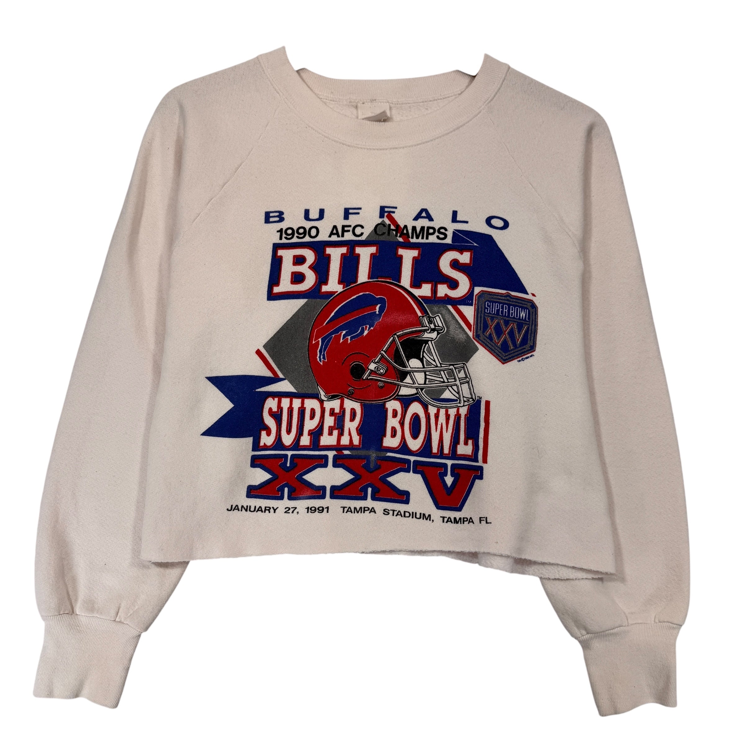 Vintage Buffalo Bills 1990 AFC Champions Cropped Crewneck Sweatshirt Small