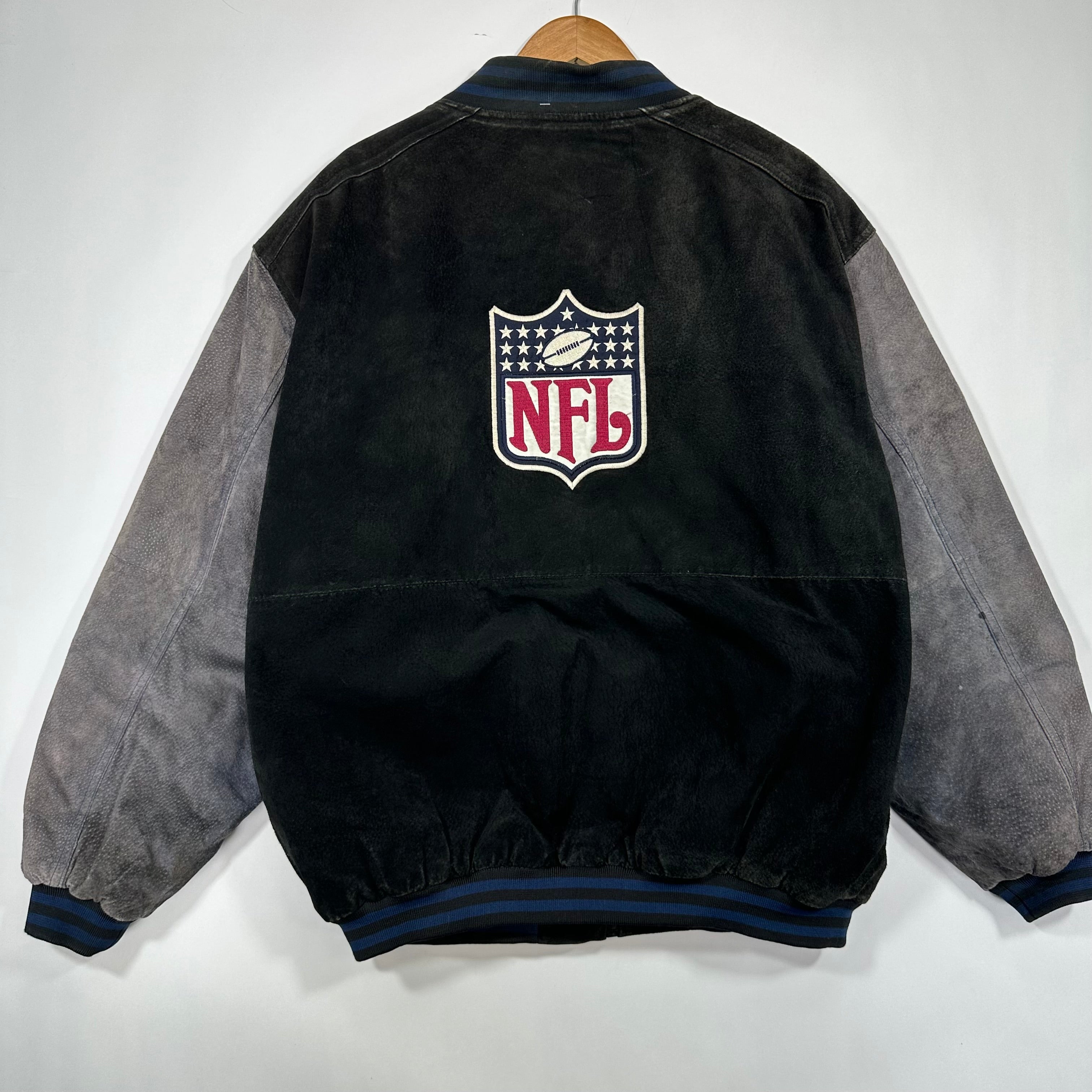 Vintage Buffalo Bills Leather Suede Bomber Jacket XL
