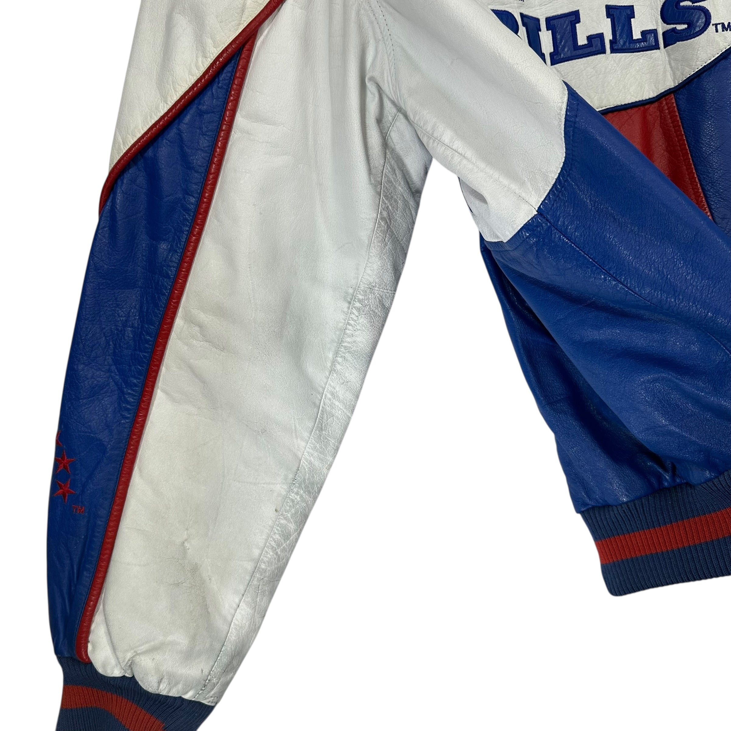Vintage Buffalo Bills Leather Bomber Jacket Size XL Tall