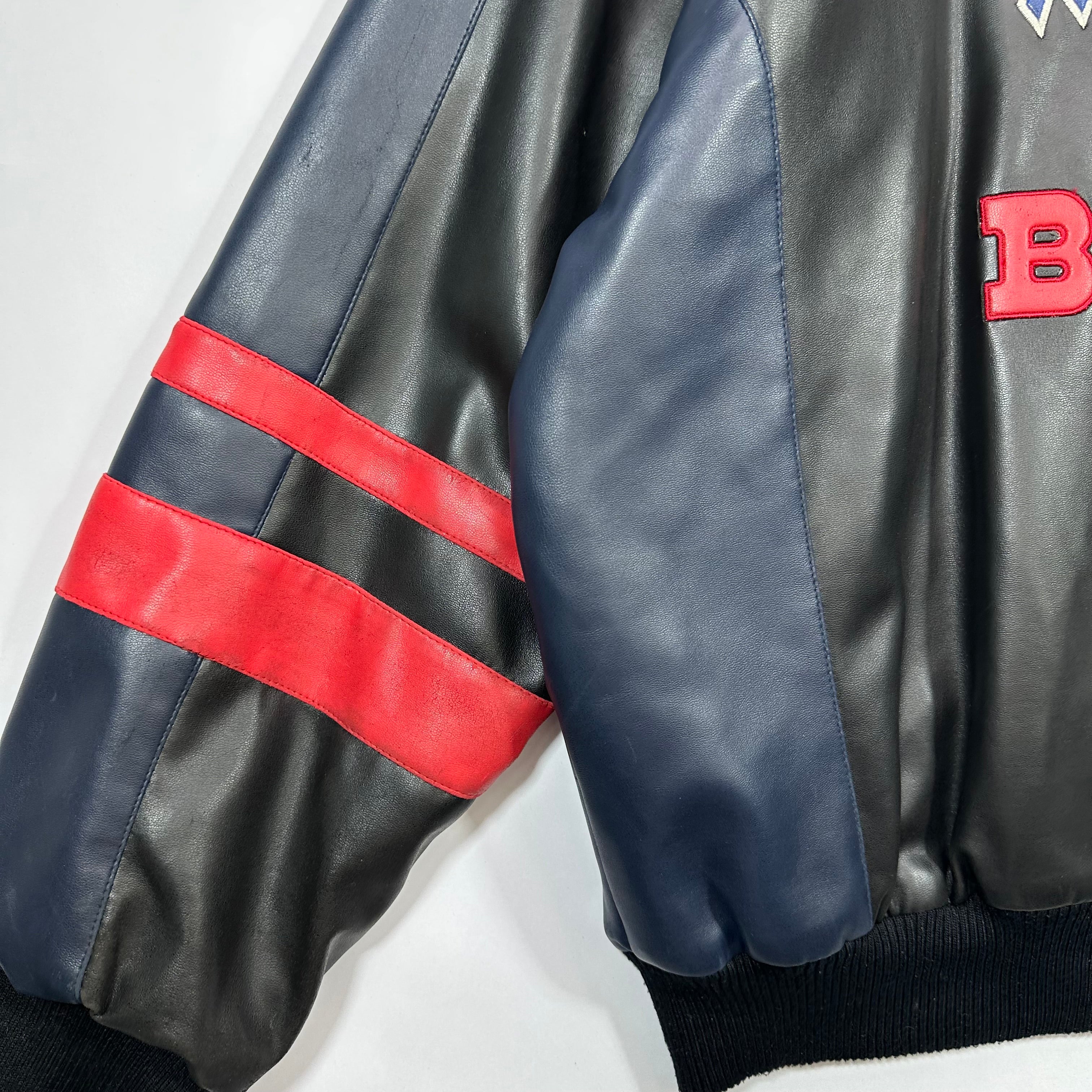 Vintage Buffalo Bills Vegan Leather Bomber Jacket Large