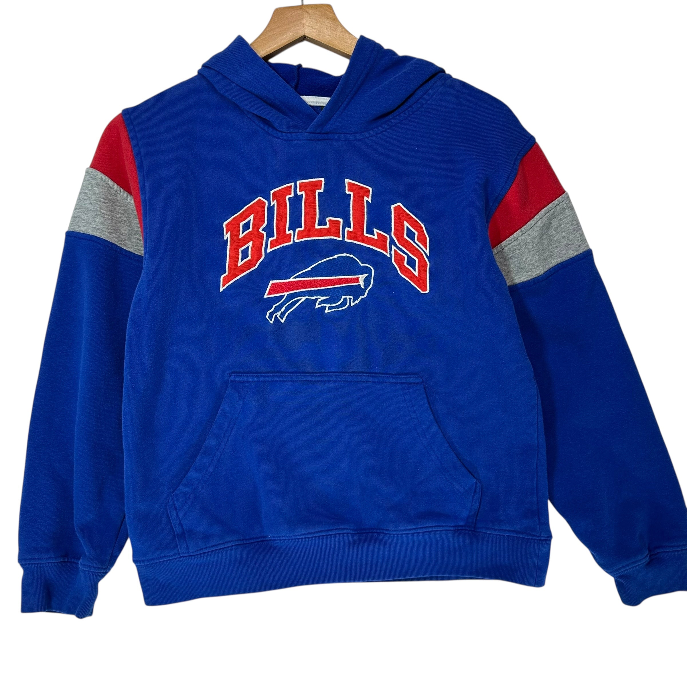 Vintage Kids Buffalo Bills Embroidered Hoodie Sweatshirt Size Medium 10/12