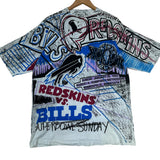 Vintage Buffalo Bills Washington Redskins Super Bowl All Over Print Shirt XL