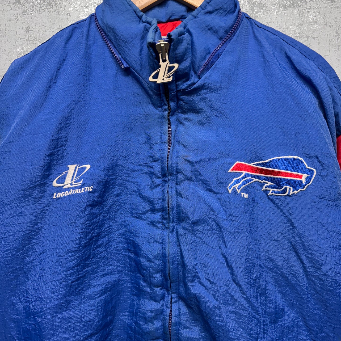 Vintage Buffalo Bills Logo Athletic Zip Up Puffer Jacket Large