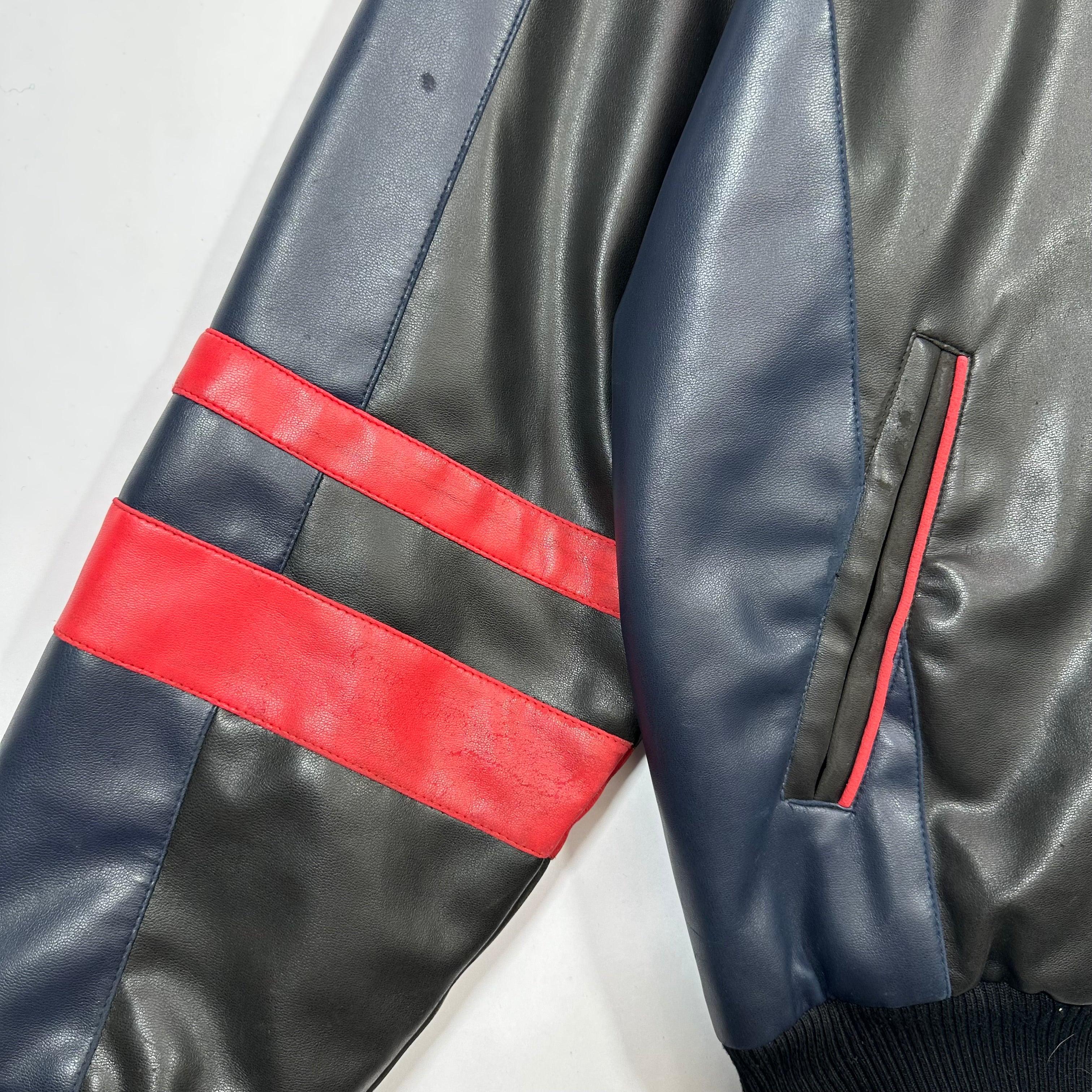 Vintage Buffalo Bills Vegan Leather Bomber Jacket Large