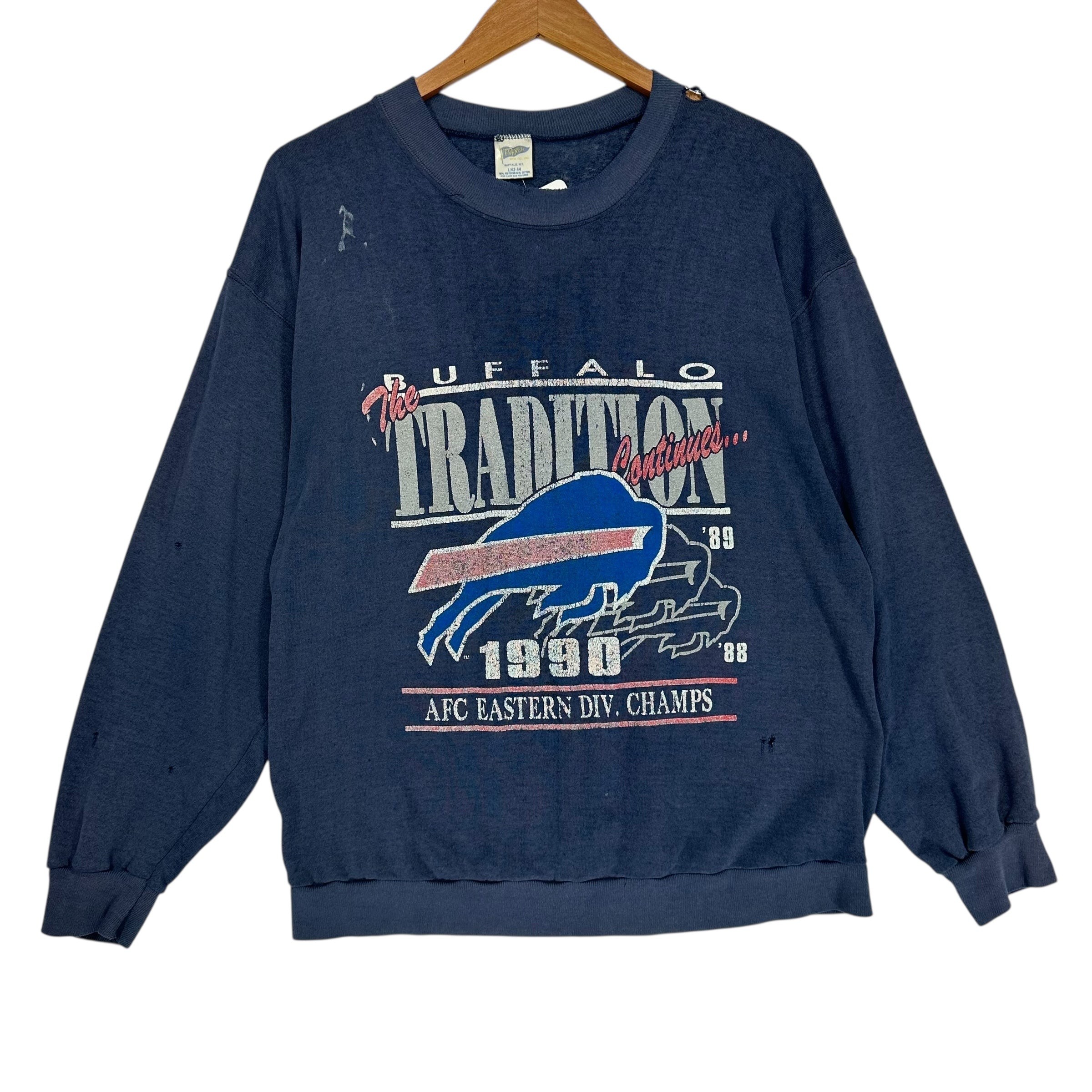 Vintage Buffalo Bills Thrashed 1990 Division Champs Crewneck Sweatshirt Medium