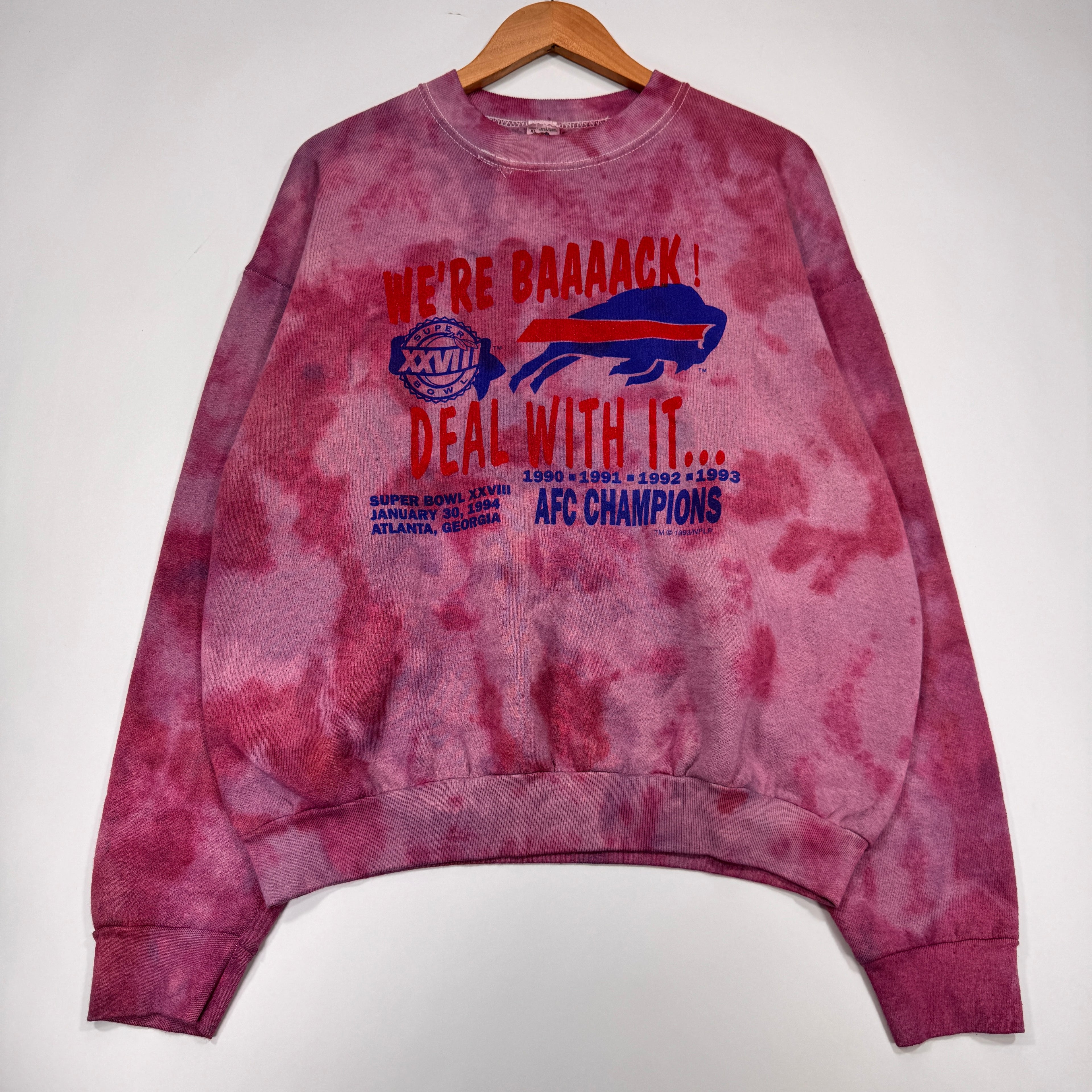 Vintage Buffalo Bills Overdyed 1993 AFC Champions We’re Back Crewneck Sweatshirt Large