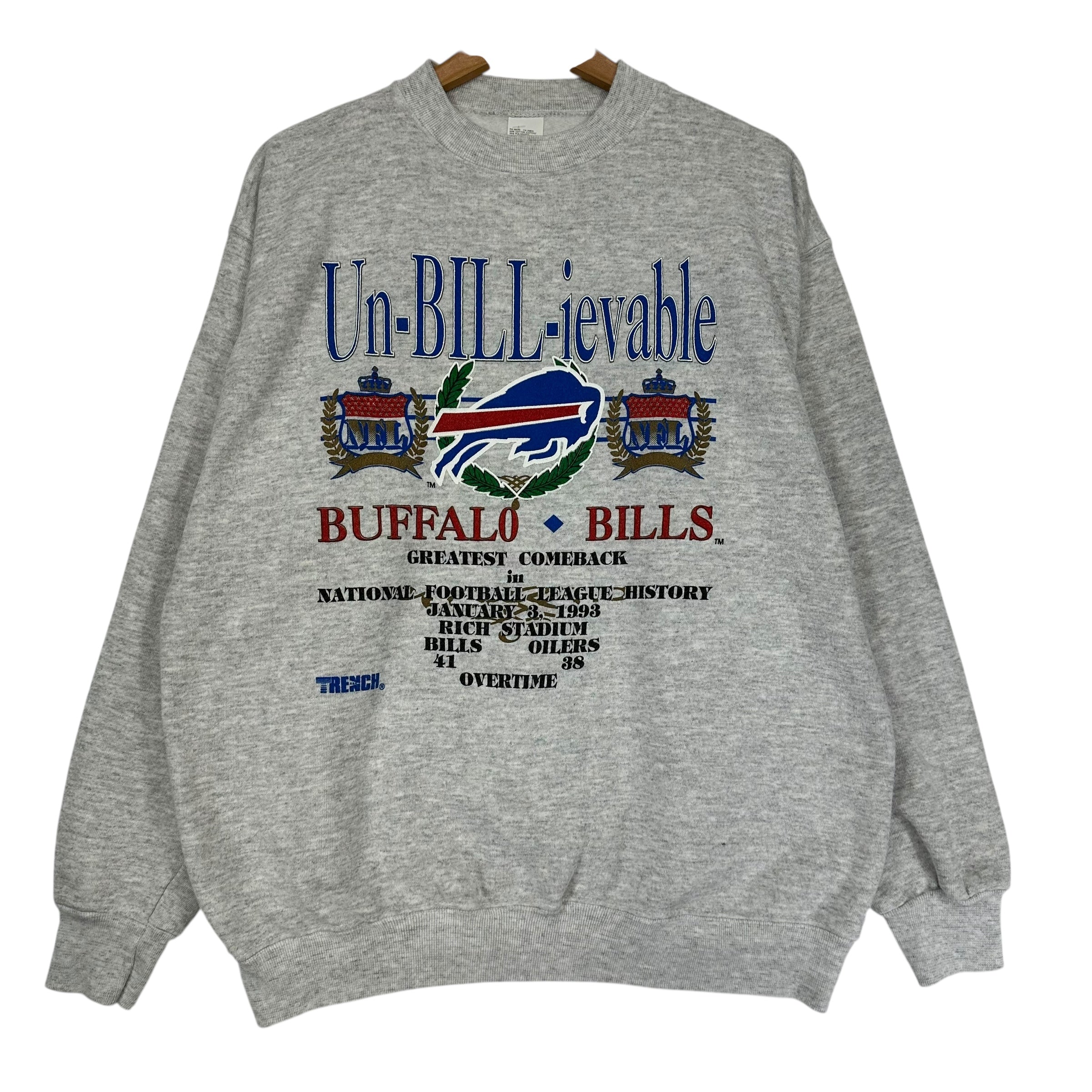 Vintage Buffalo Bills Greatest Comeback Crewneck Sweatshirt Large