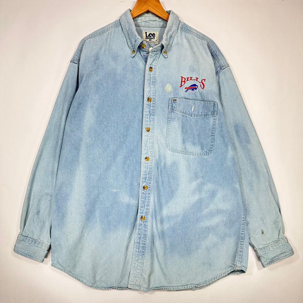 Vintage Buffalo Bills Denim Long Sleeve Button Up Shirt Large