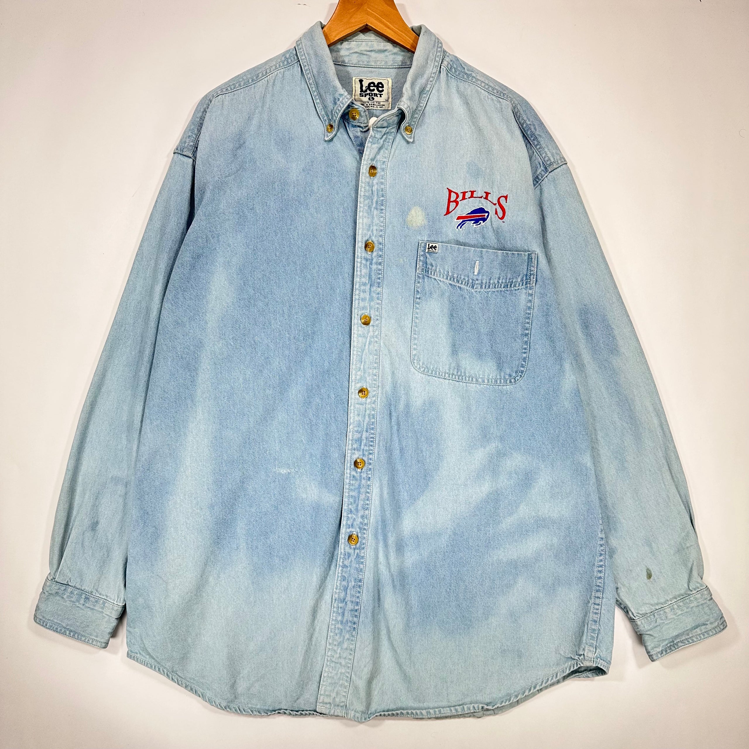 Vintage Buffalo Bills Denim Long Sleeve Button Up Shirt Large