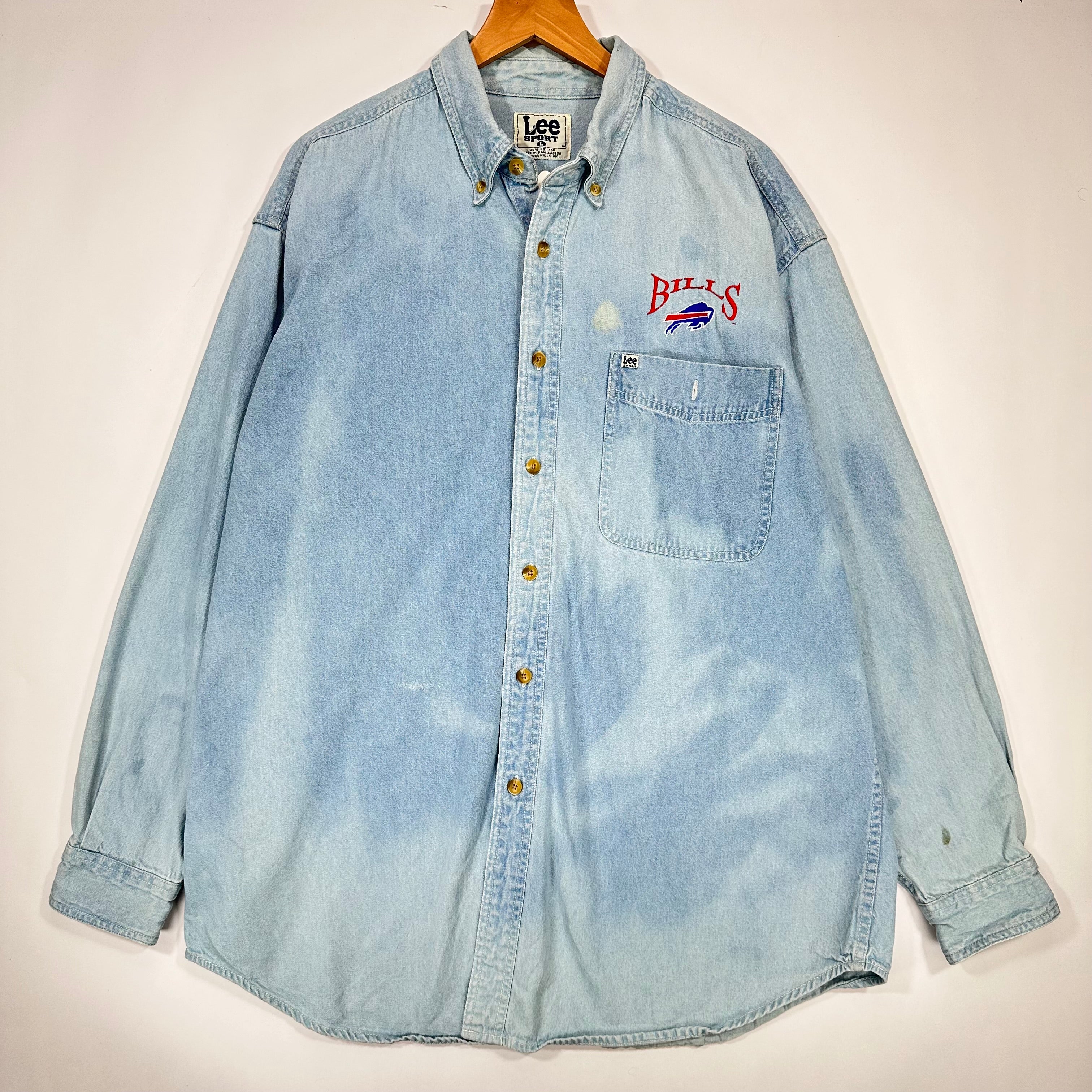 Vintage Buffalo Bills Denim Long Sleeve Button Up Shirt Large