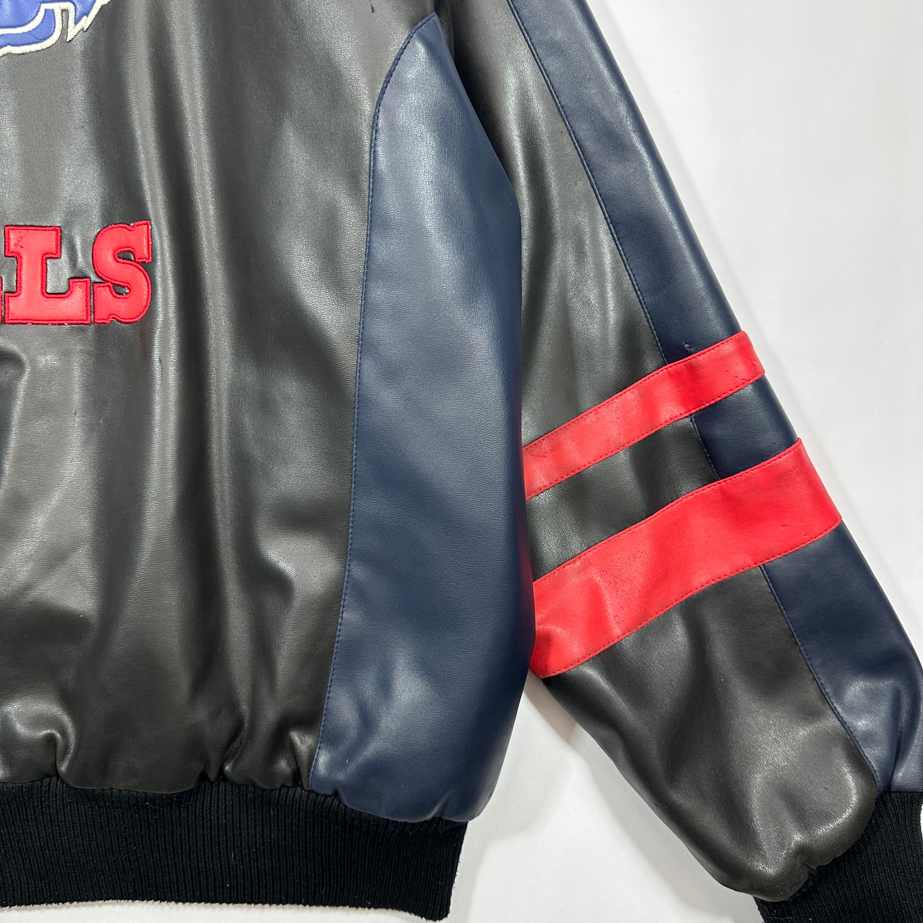 Vintage Buffalo Bills Vegan Leather Bomber Jacket Large