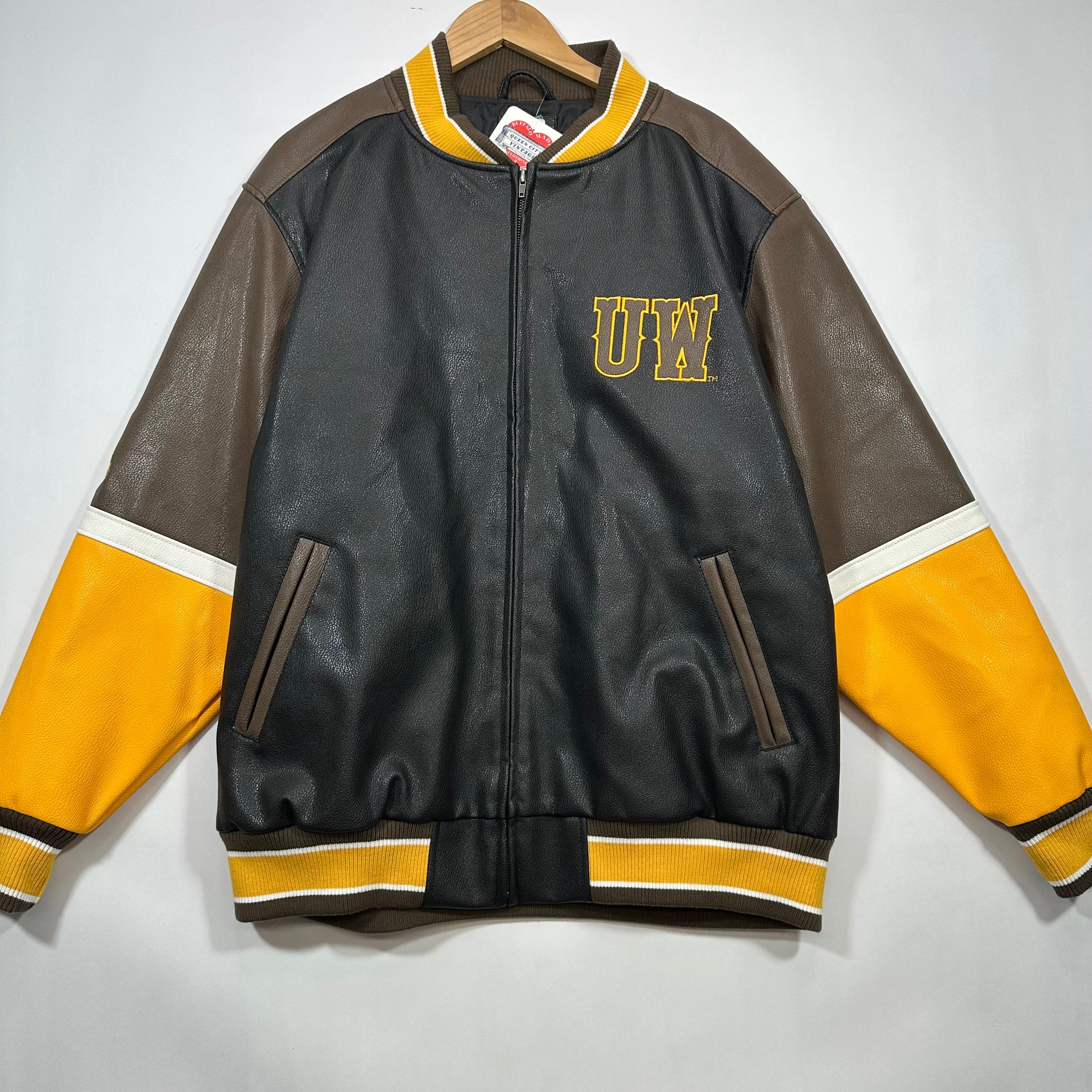 Vintage Buffalo Bills Wyoming Vegan Leather Bomber Jacket XL