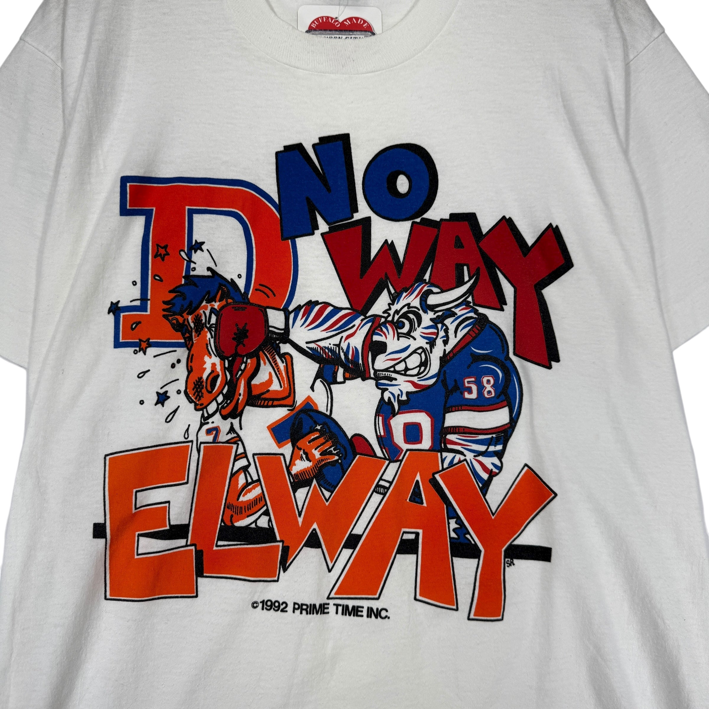 Vintage Buffalo Bills No Way Elway Cartoon Shirt XL